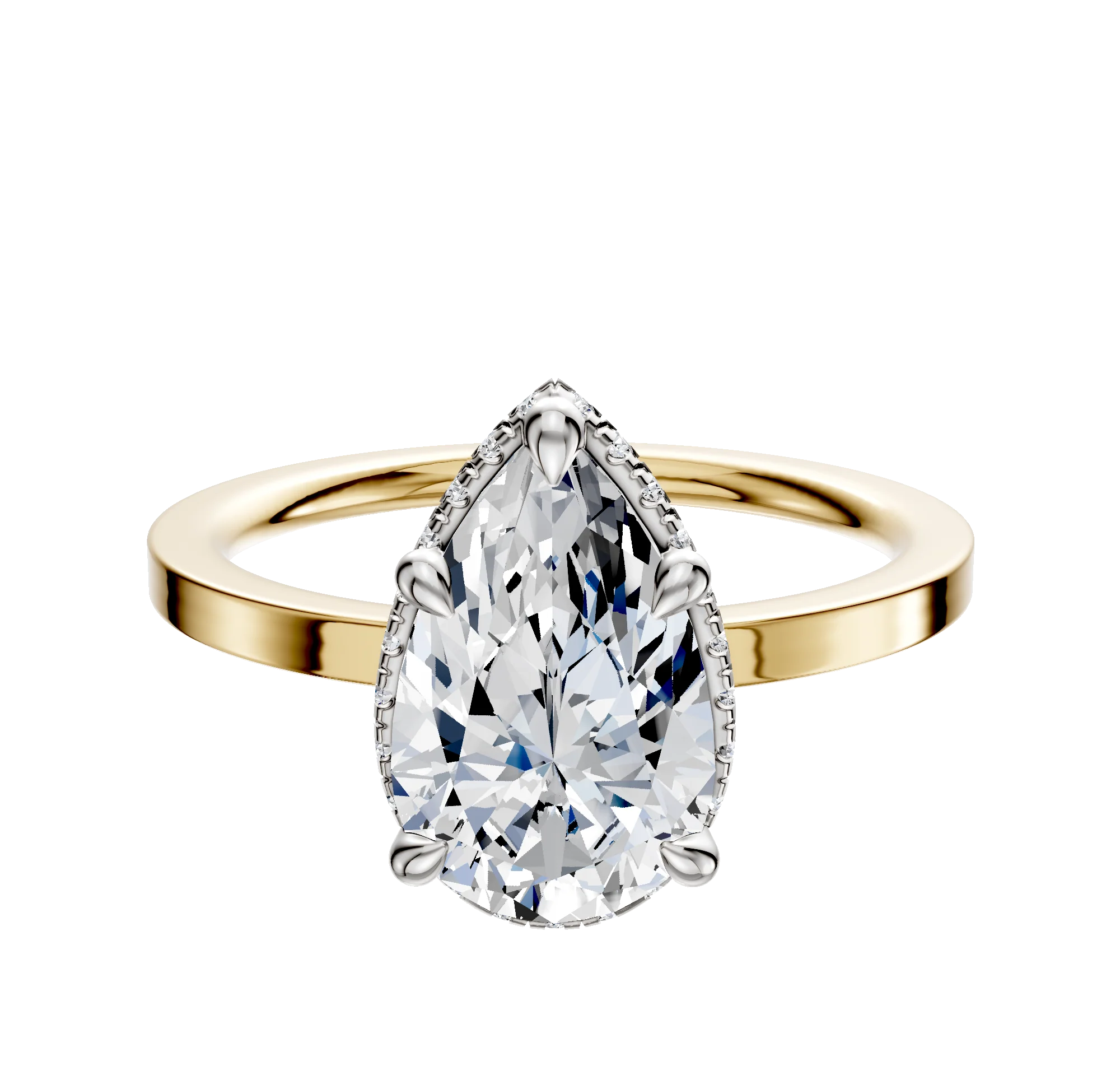14K Two Tone 4 Prong Collar Classic Flat 1.5mm Engagement Ring
