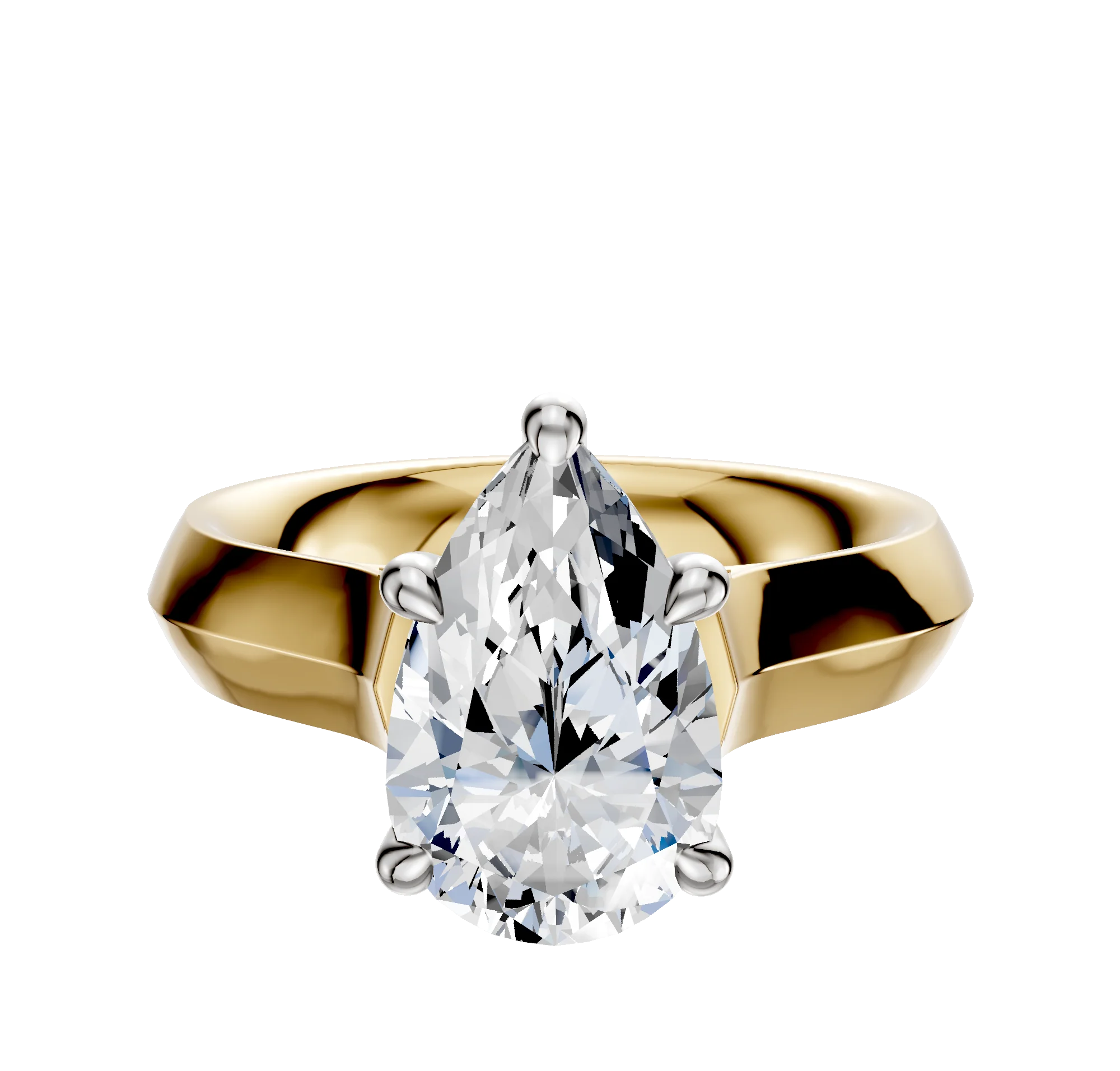14K Two Tone 4 Prong Hidden Halo Cathedral Knife Edge 4.0mm Engagement Ring