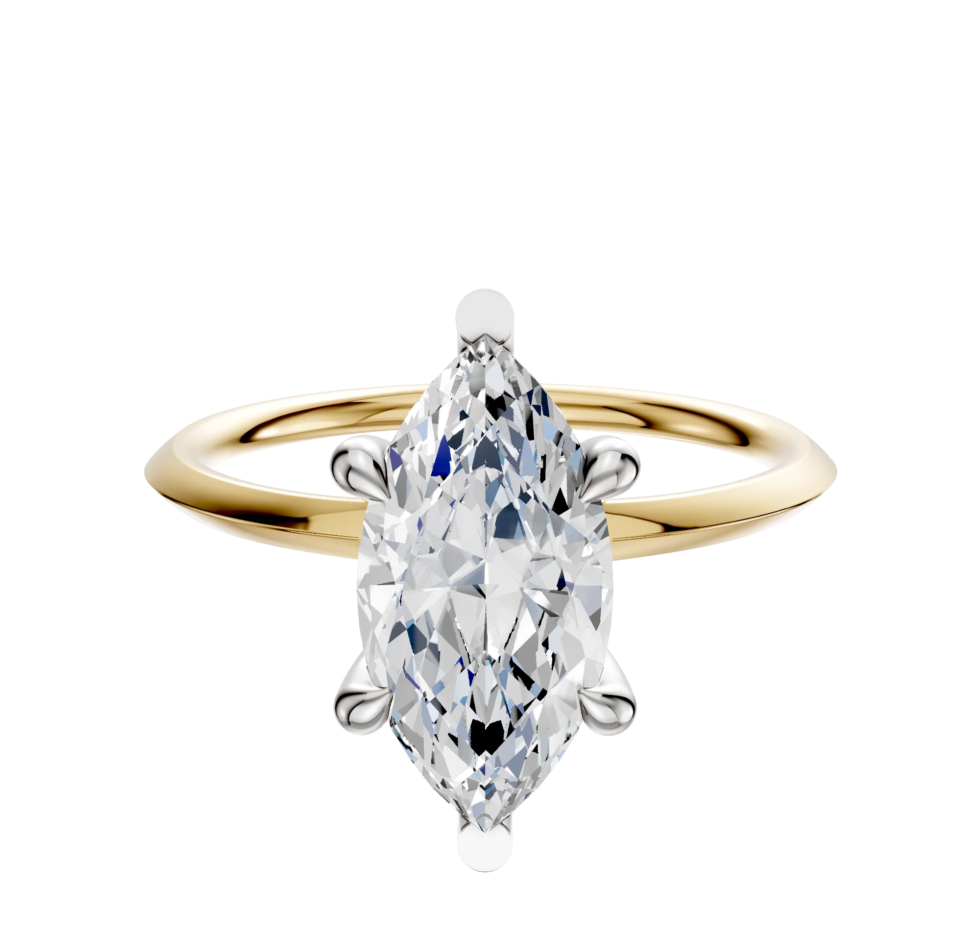 14K Two Tone 6 Prong Basket Classic Knife Edge 1.5mm Engagement Ring