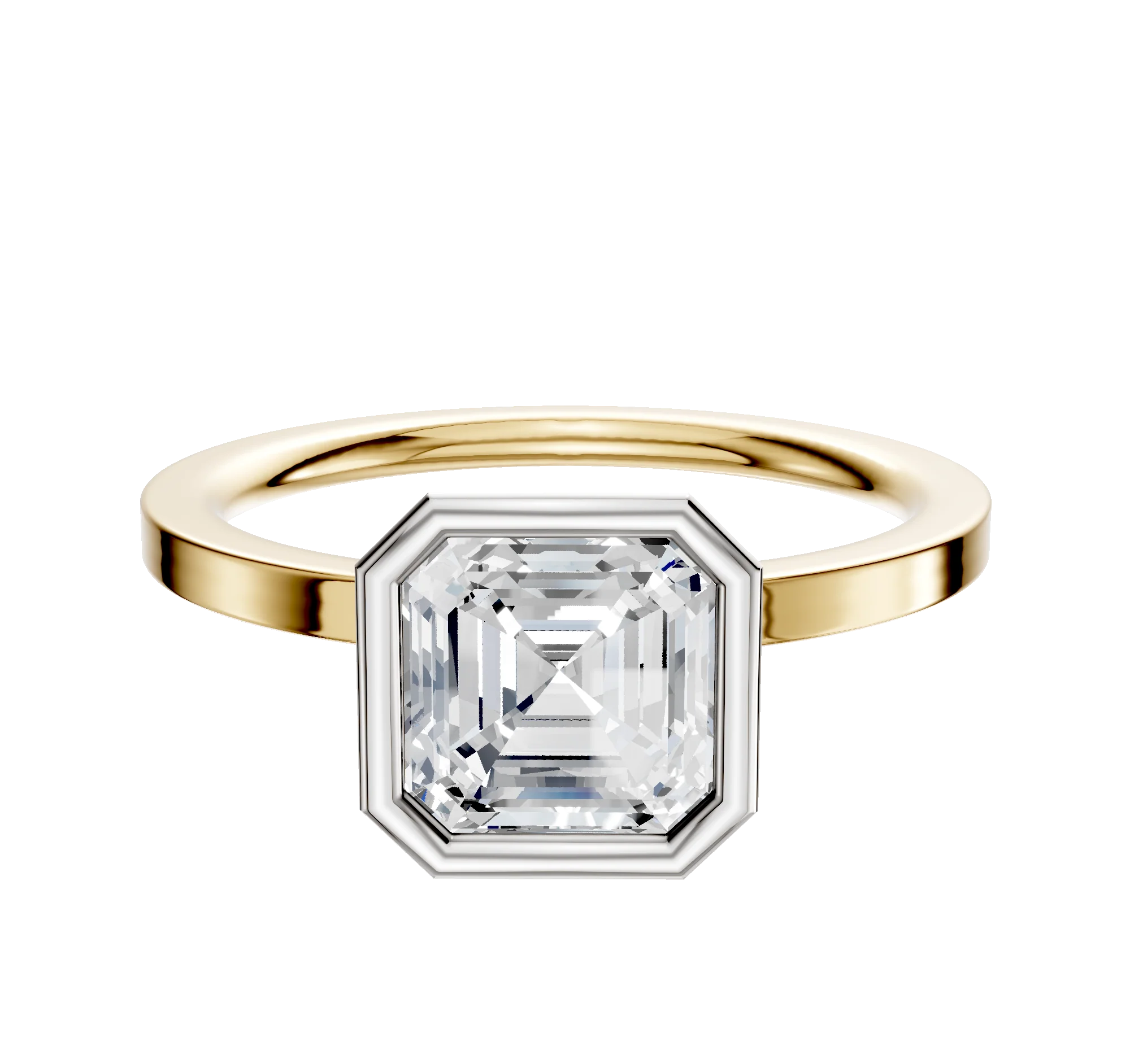 14K Two Tone Bezel Full Bezel North/South Classic Flat 1.5mm Engagement Ring