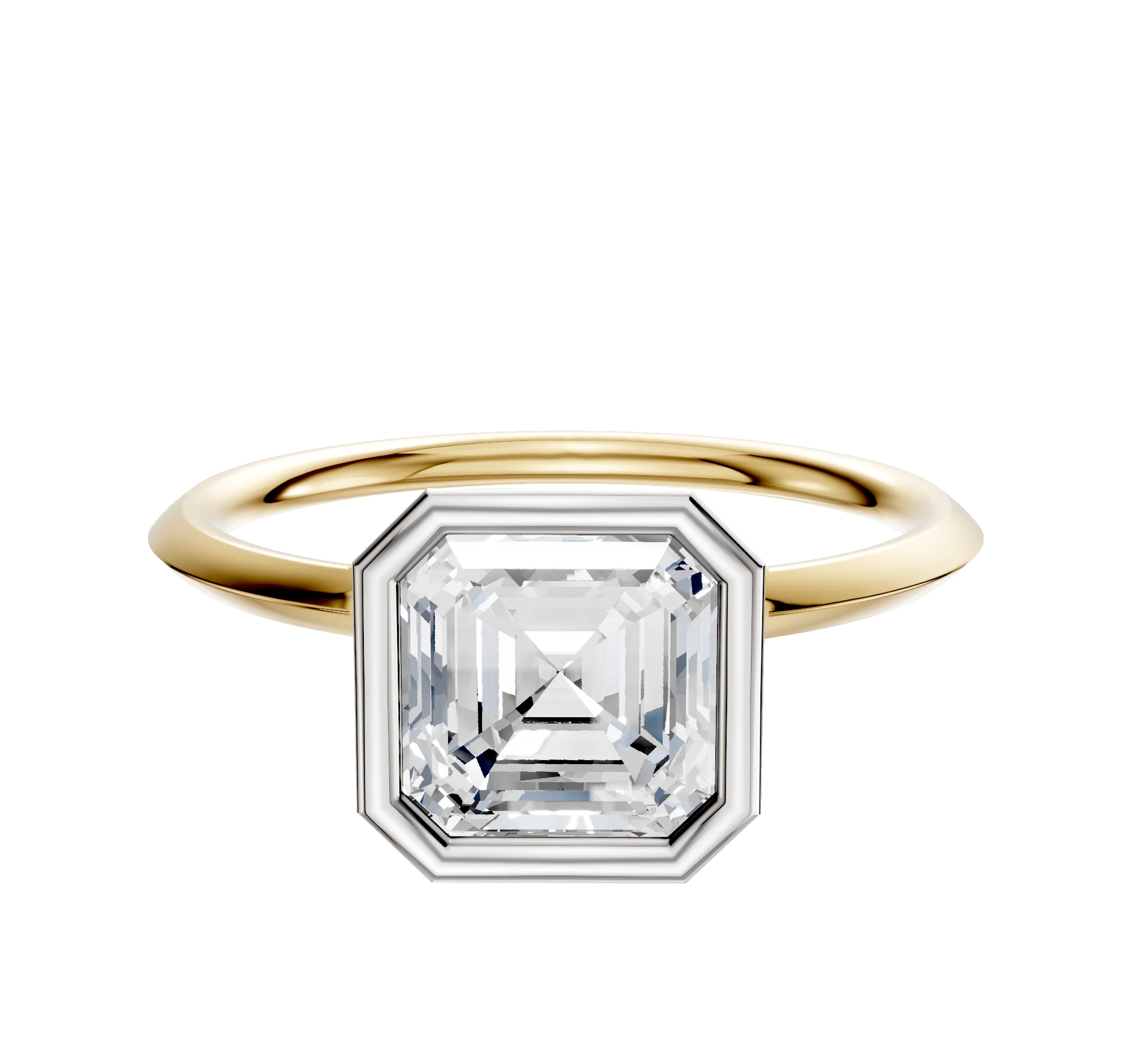 14K Two Tone Bezel Full Bezel North/South Classic Knife Edge 1.5mm Engagement Ring