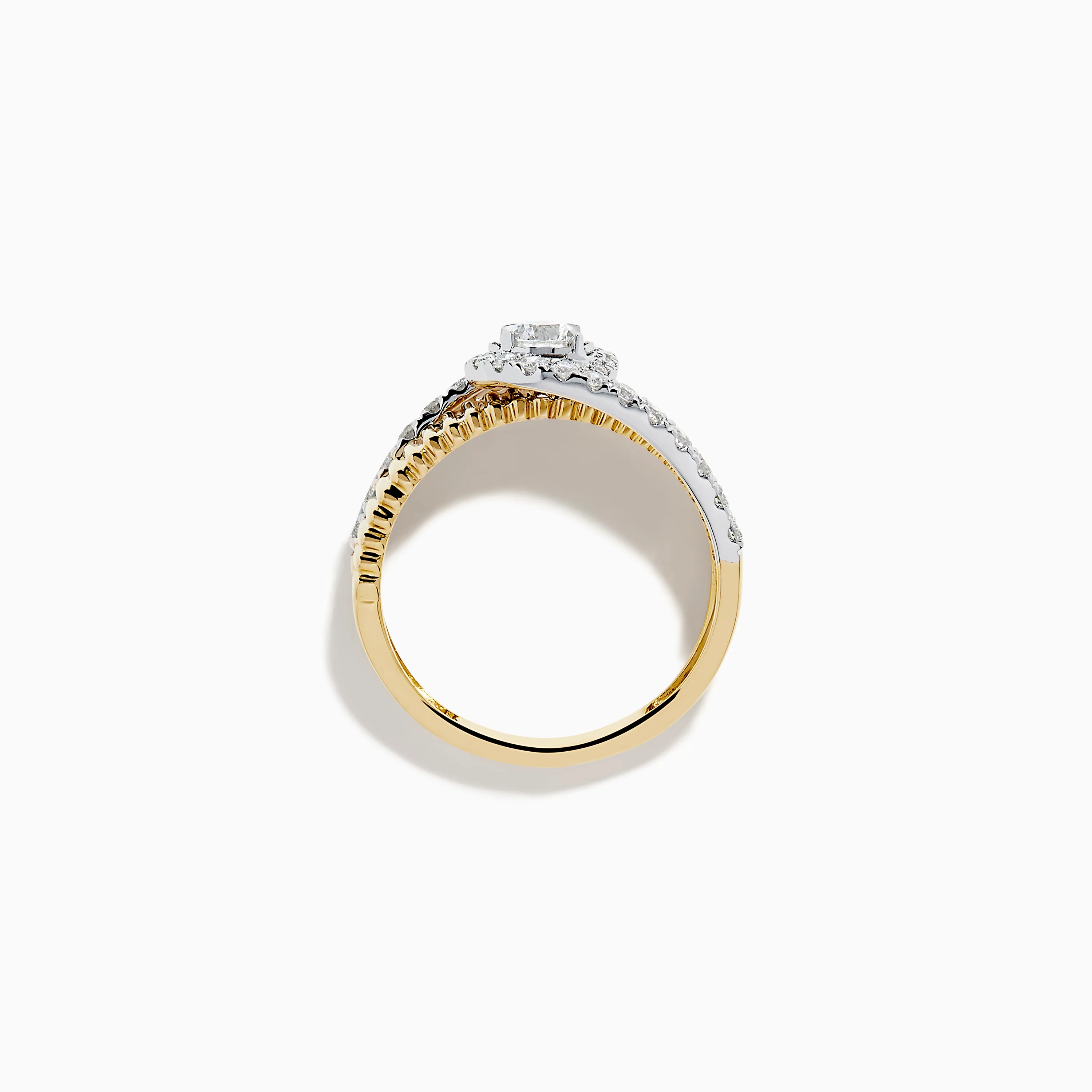 14K Two-Tone Diamond Fluted Bypass Ring - Image 3