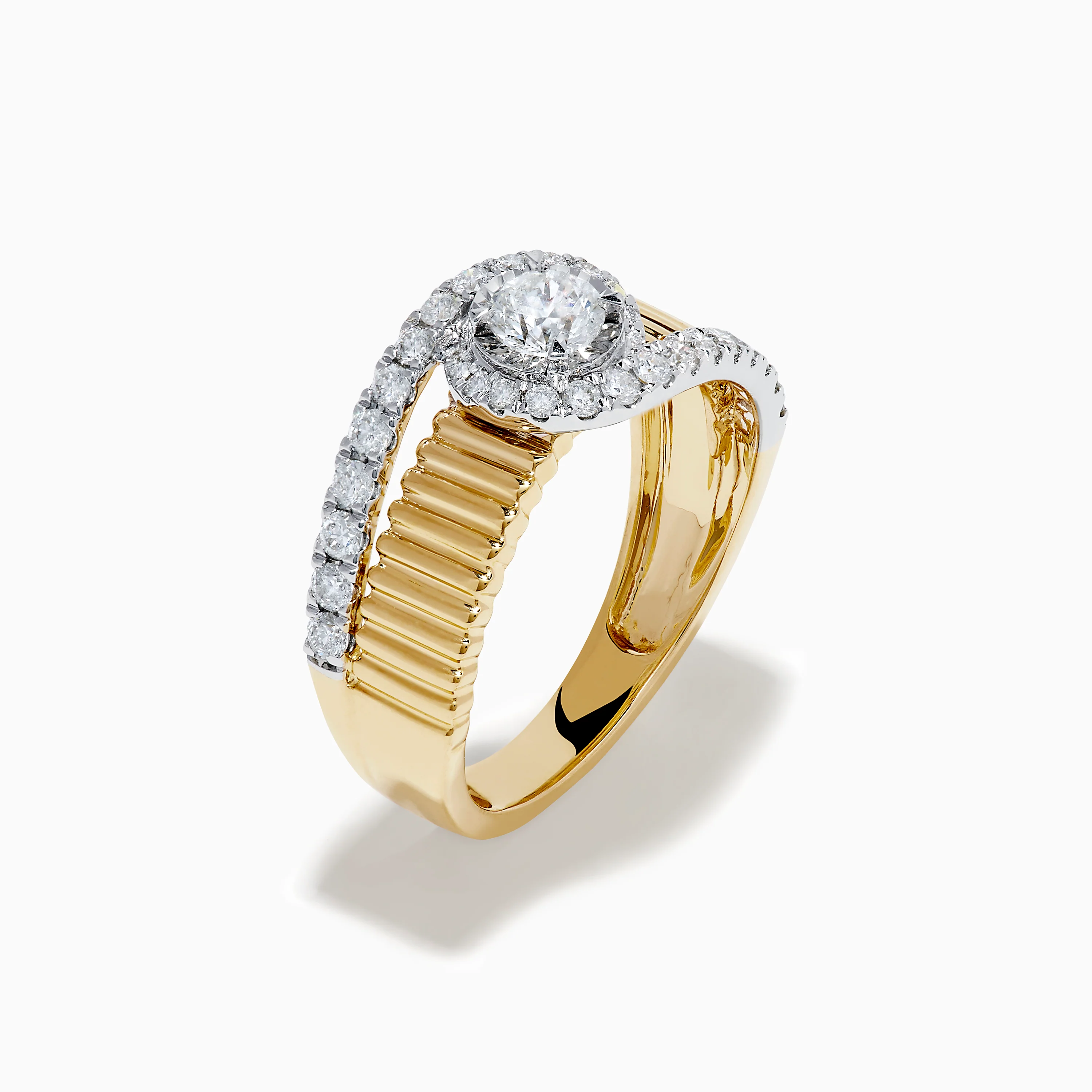 14K Two-Tone Diamond Fluted Bypass Ring - Image 4