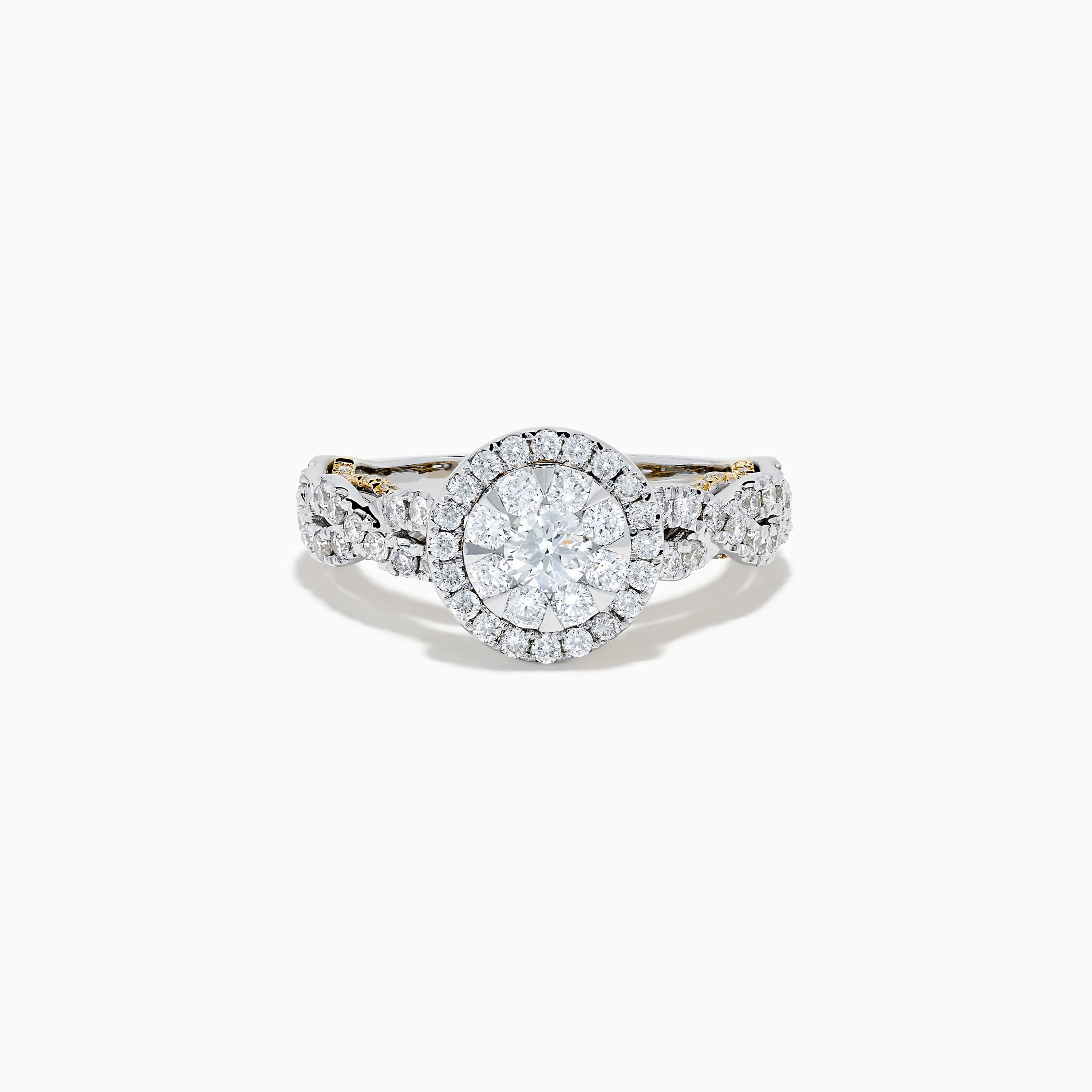 14K Two Tone Gold Diamond Cluster Engagement Ring