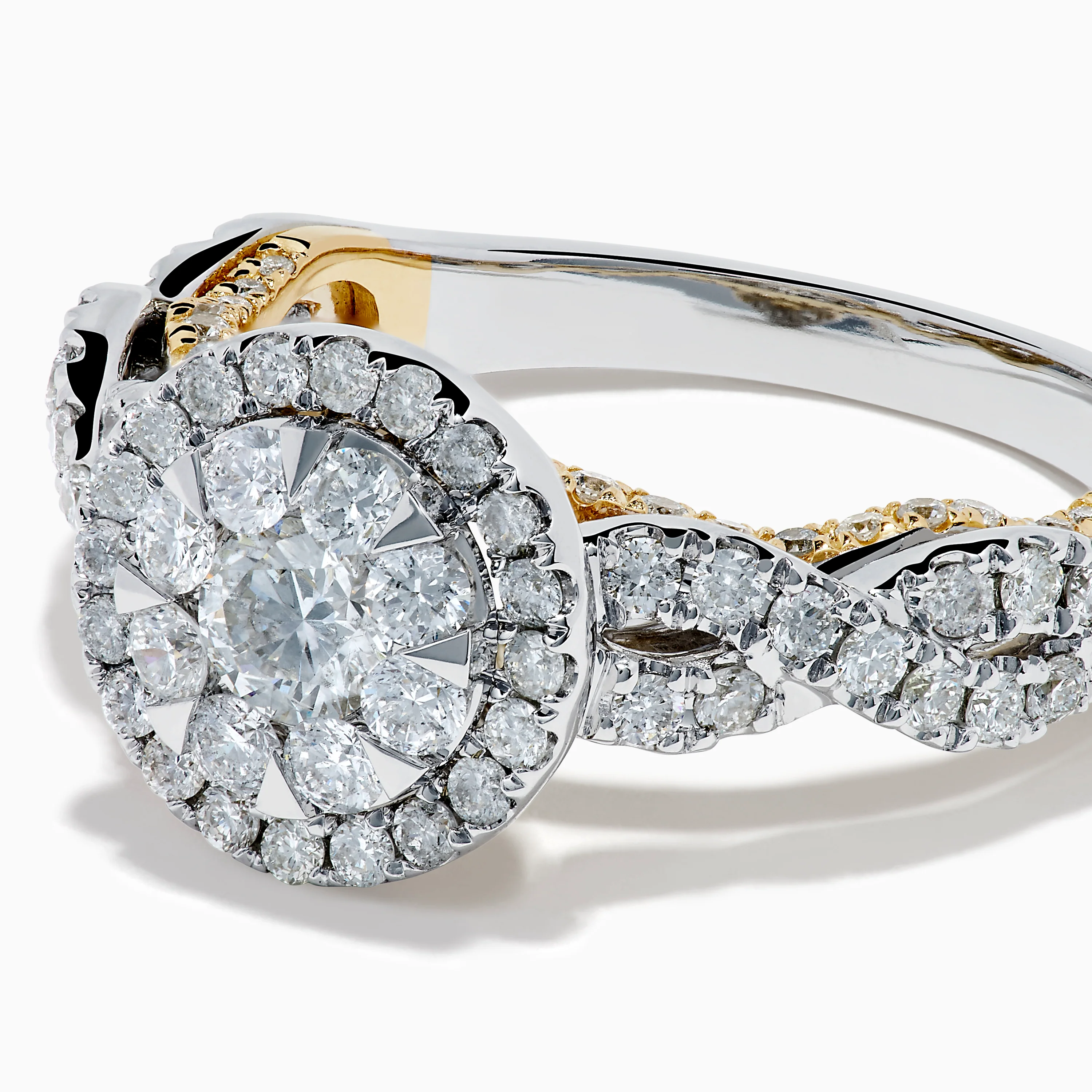 14K Two Tone Gold Diamond Cluster Engagement Ring - Image 2