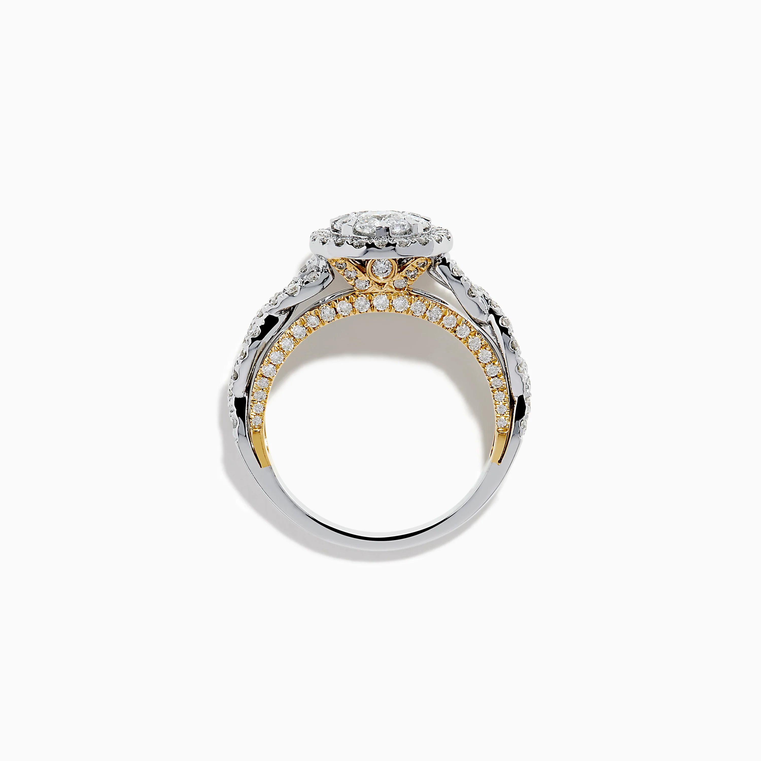 14K Two Tone Gold Diamond Cluster Engagement Ring - Image 3