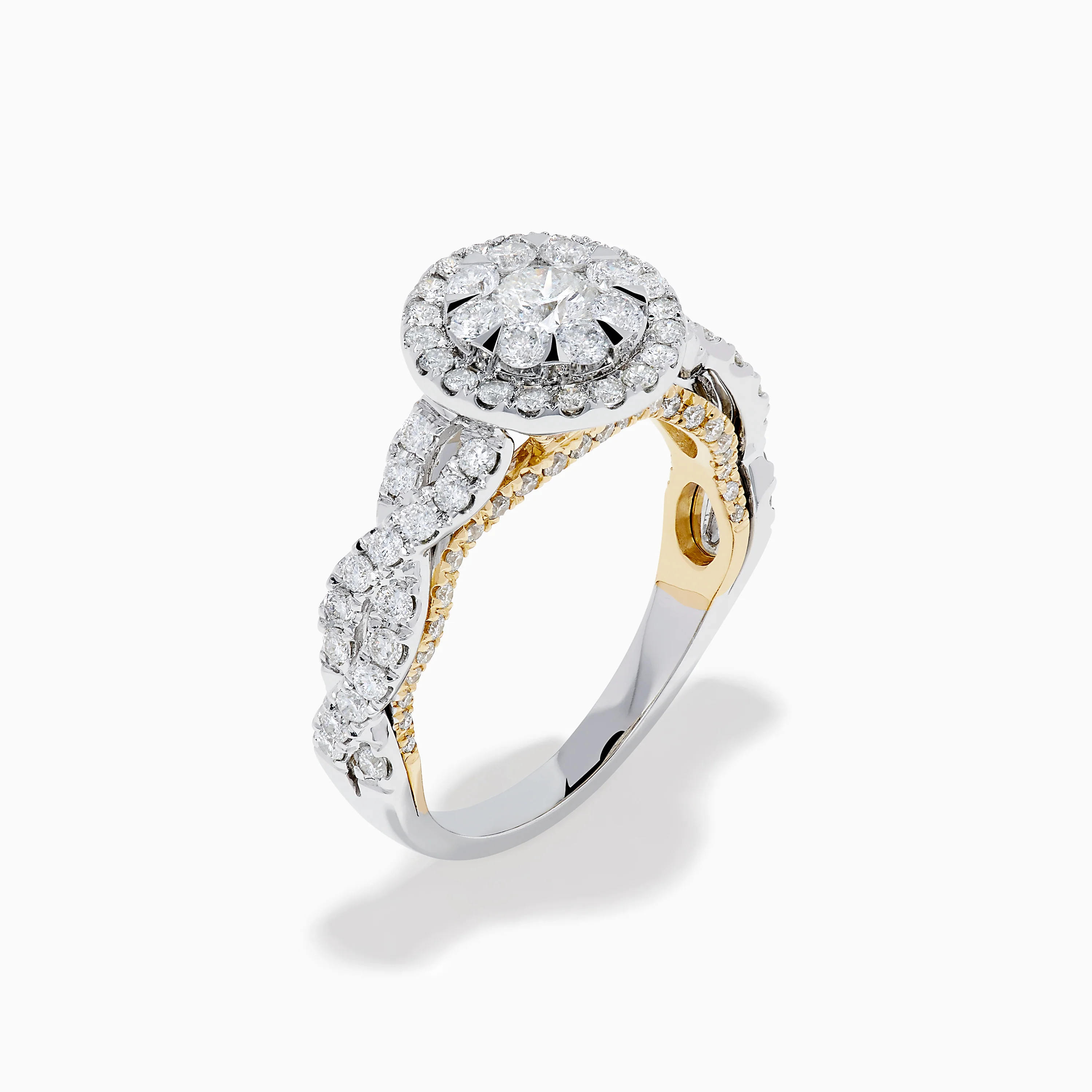14K Two Tone Gold Diamond Cluster Engagement Ring - Image 4