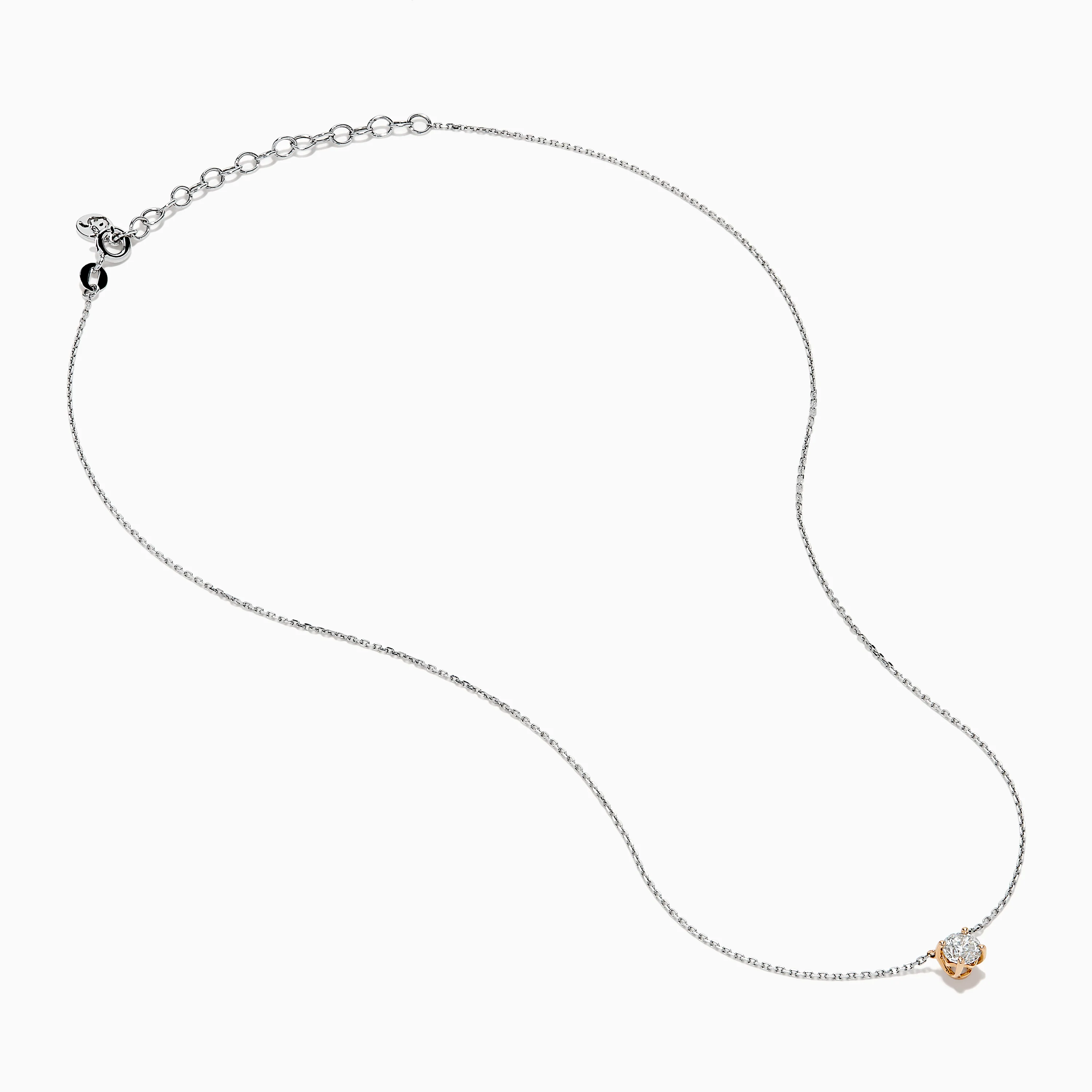 14K Two Tone Gold Diamond Solitaire Necklace - Image 2