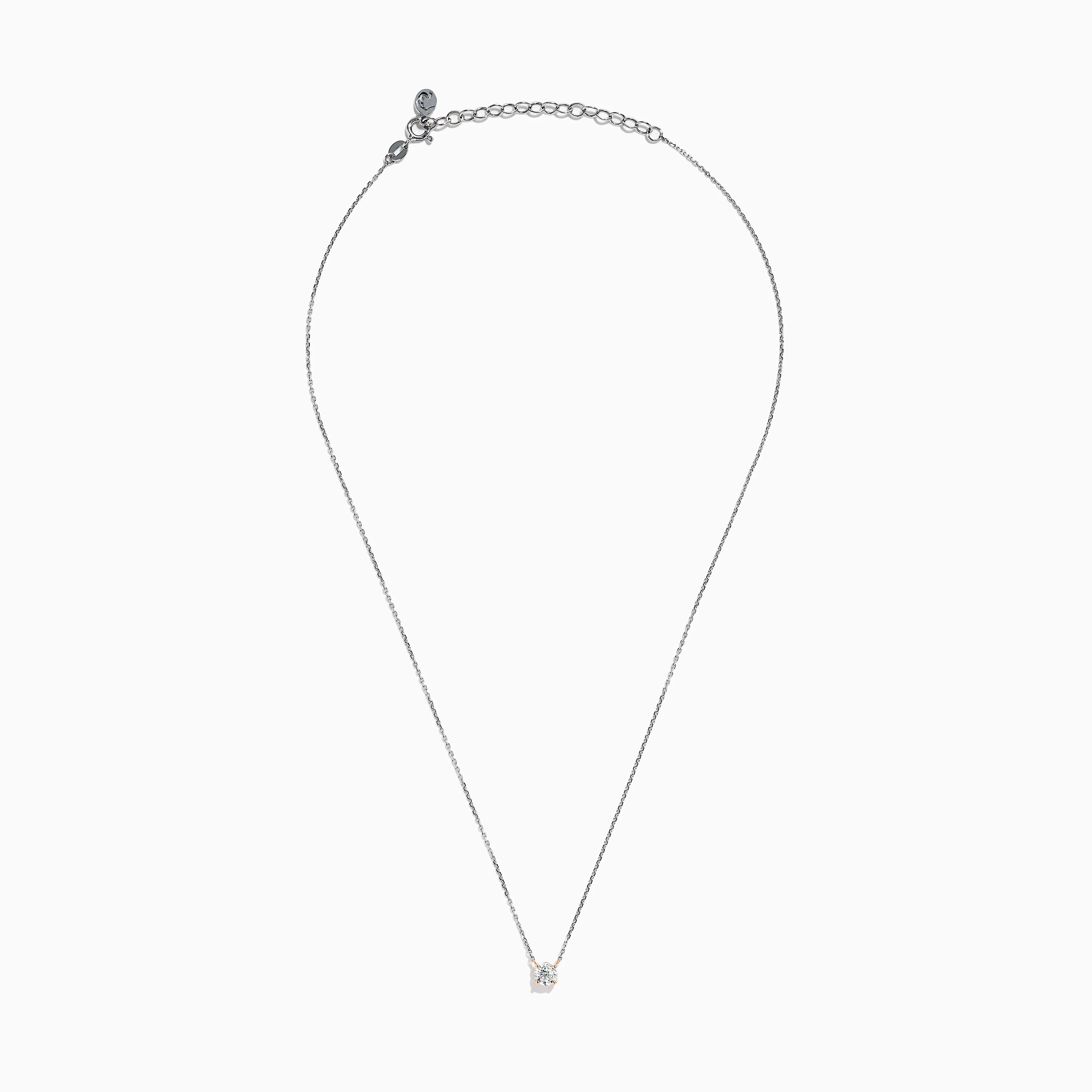 14K Two Tone Gold Diamond Solitaire Necklace - Image 3