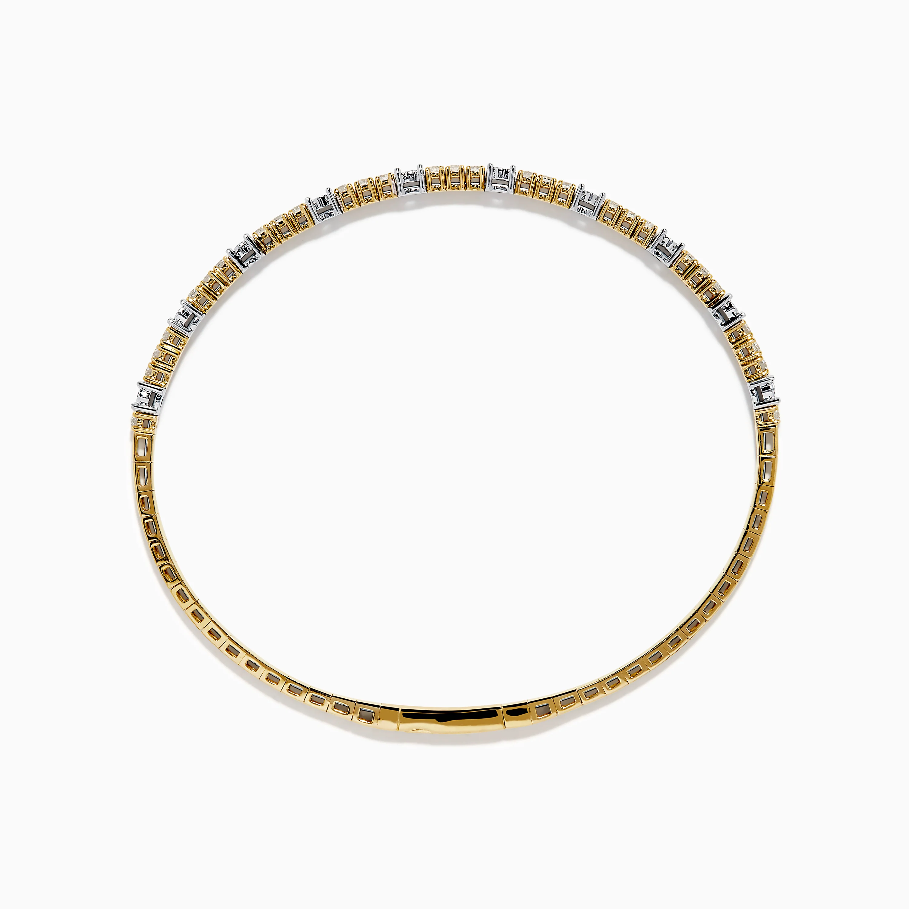 14K Two Tone Gold Diamond Station Flex Bangle - Image 3