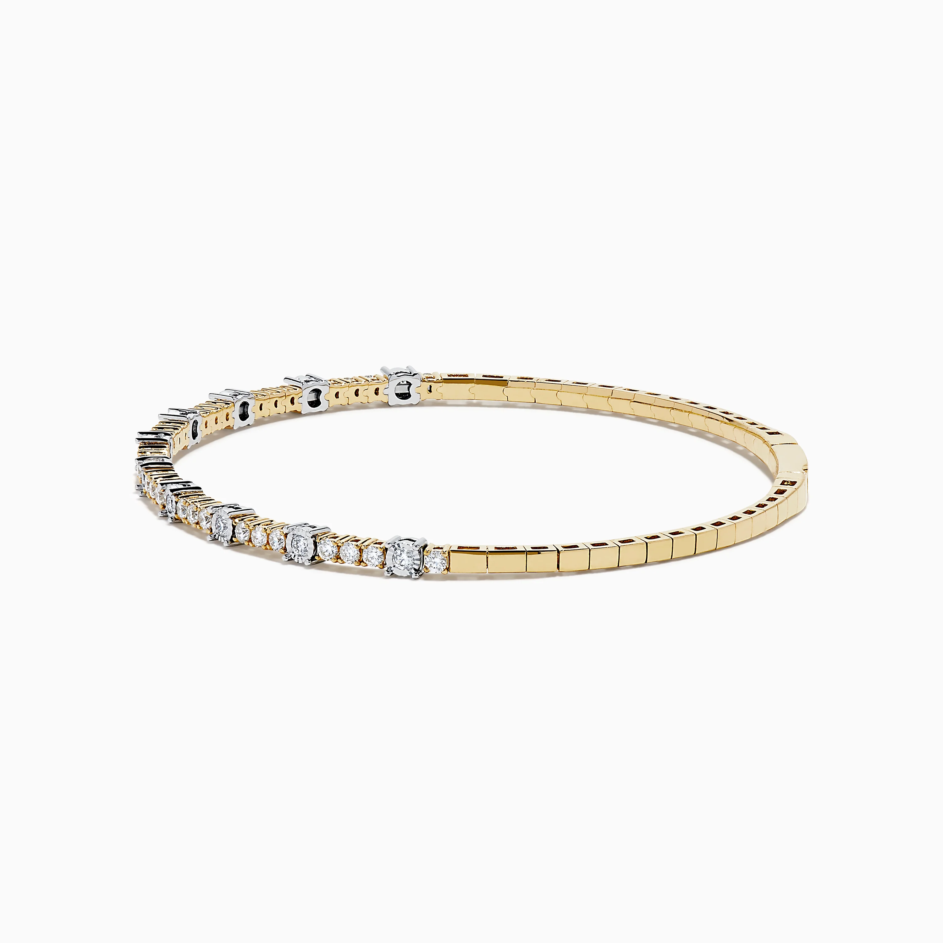 14K Two Tone Gold Diamond Station Flex Bangle - Image 4