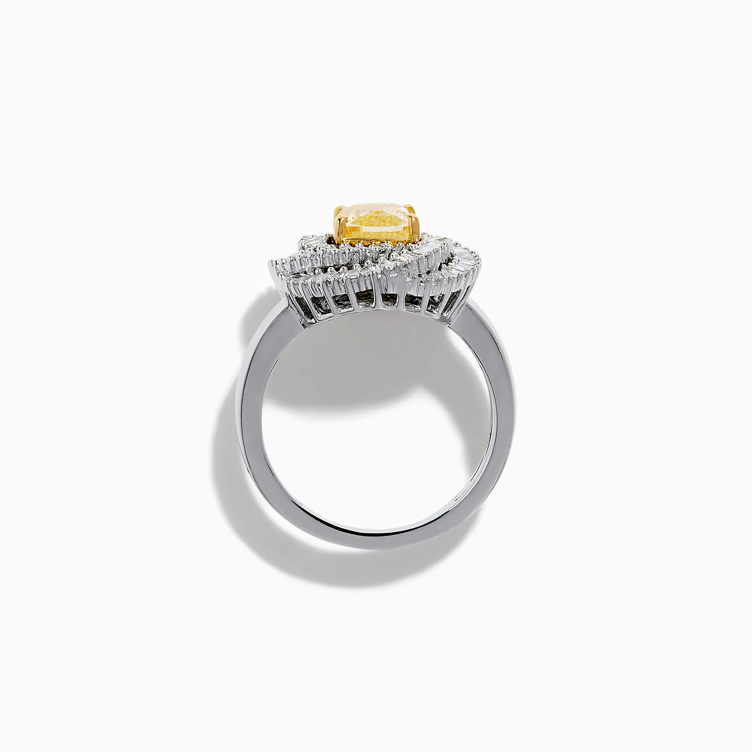 14K Two Tone Yellow Gold Yellow and White Diamond Halo Spiral Ring - Image 3