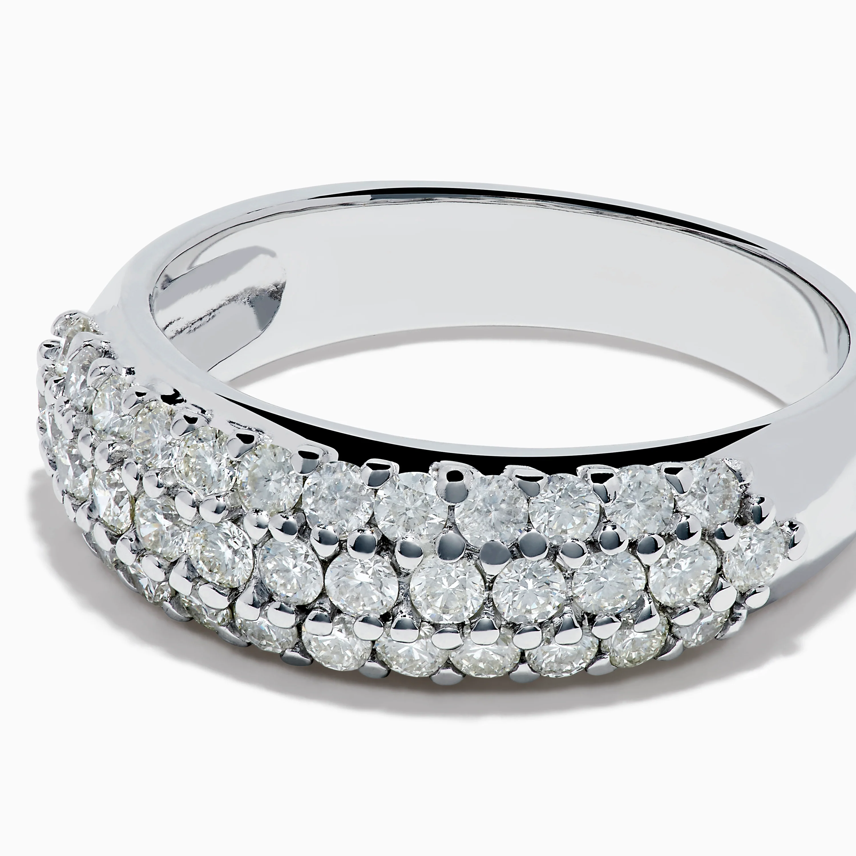 14K White Gold 3 Row Pave Diamond Dome Band - Image 2