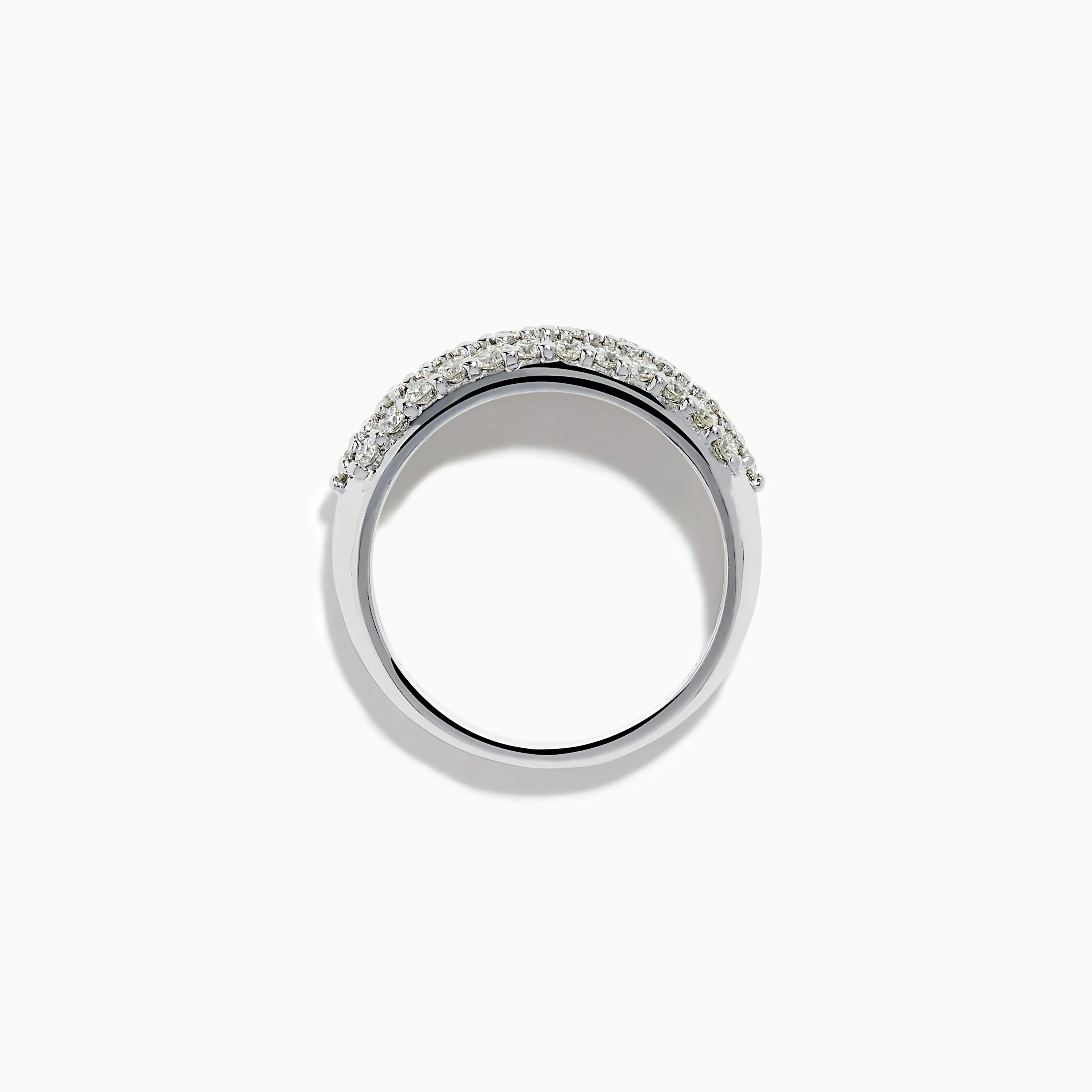 14K White Gold 3 Row Pave Diamond Dome Band - Image 3