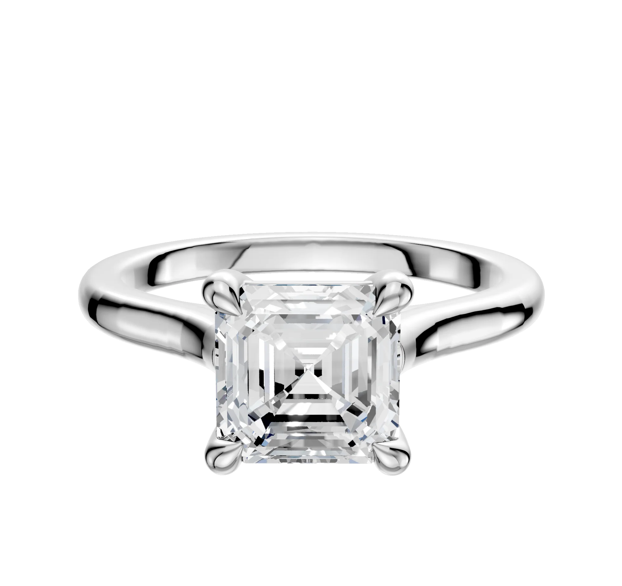 14K White Gold 4 Prong Basket Cathedral Dome 2.0mm Engagement Ring
