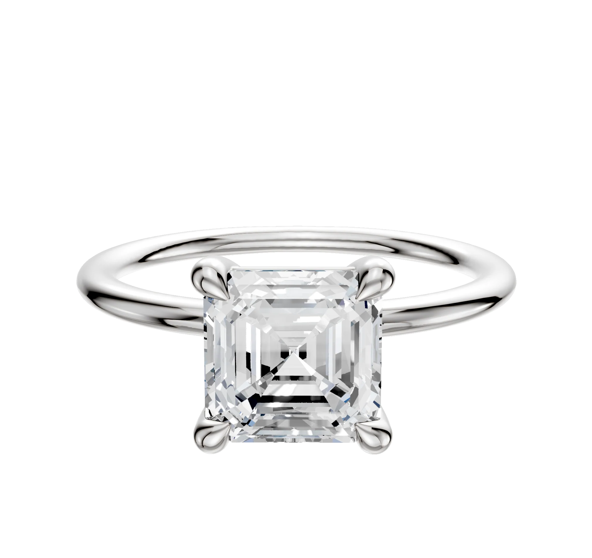 14K White Gold 4 Prong Basket Classic Dome 1.5mm Engagement Ring