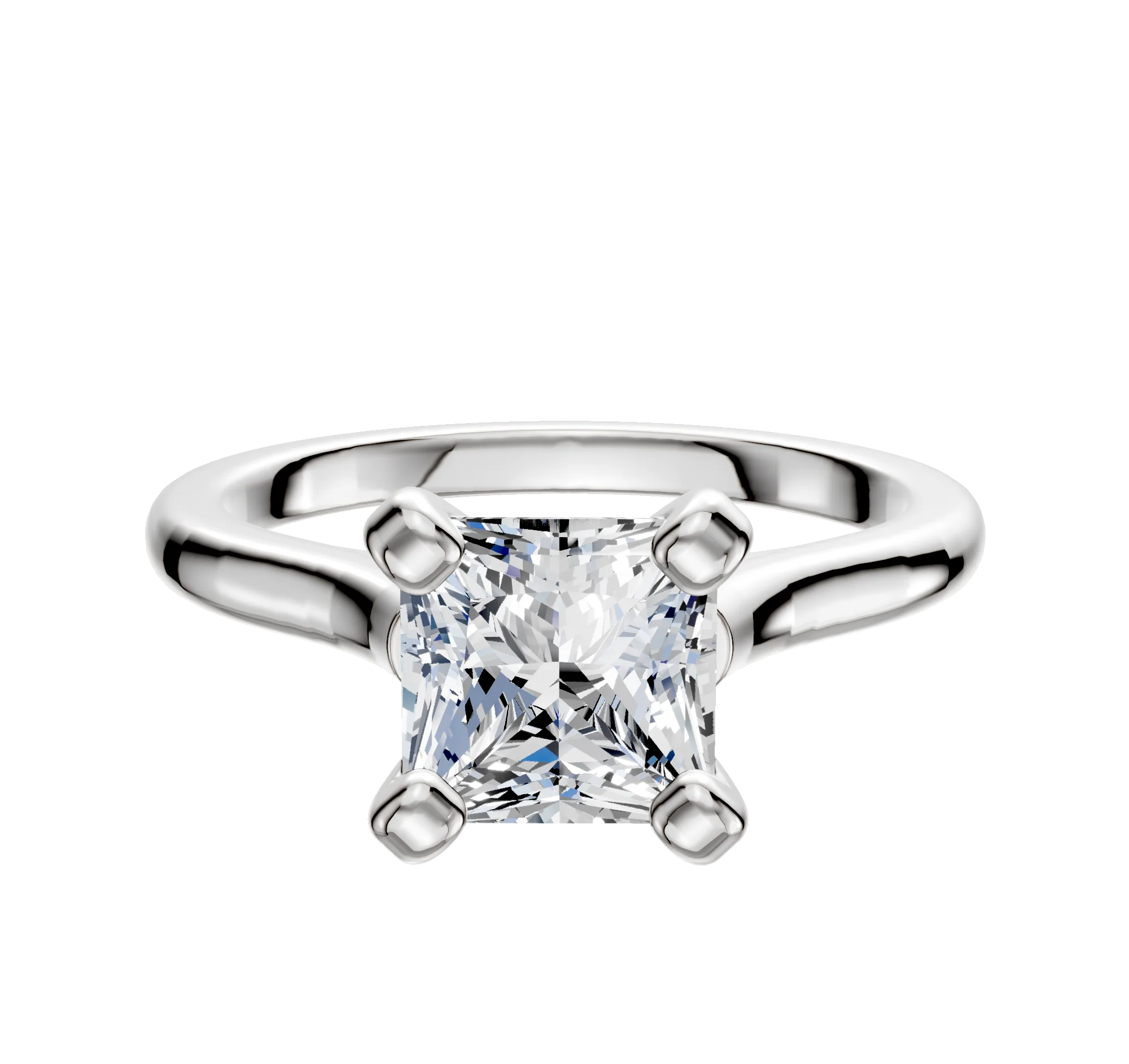 14K White Gold 4 Prong Cathedral Dome 2.0mm Engagement Ring