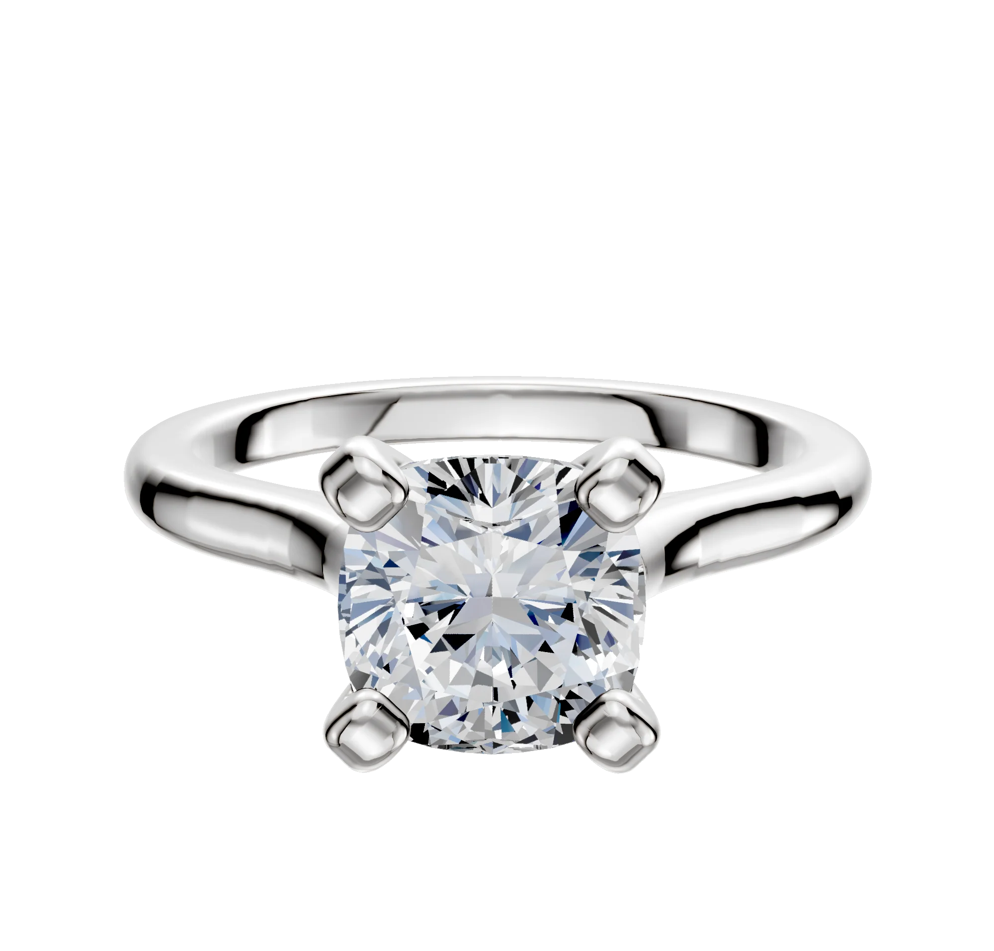 14K White Gold 4 Prong Cathedral Dome 2.0mm Engagement Ring