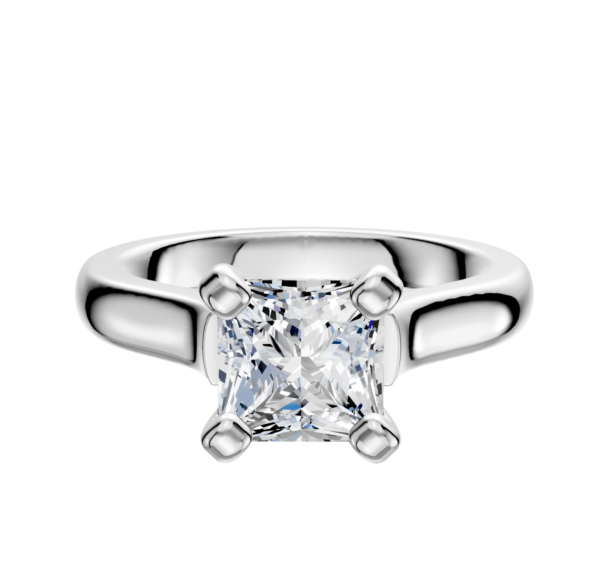 14K White Gold 4 Prong Cathedral Dome 3.0mm Engagement Ring