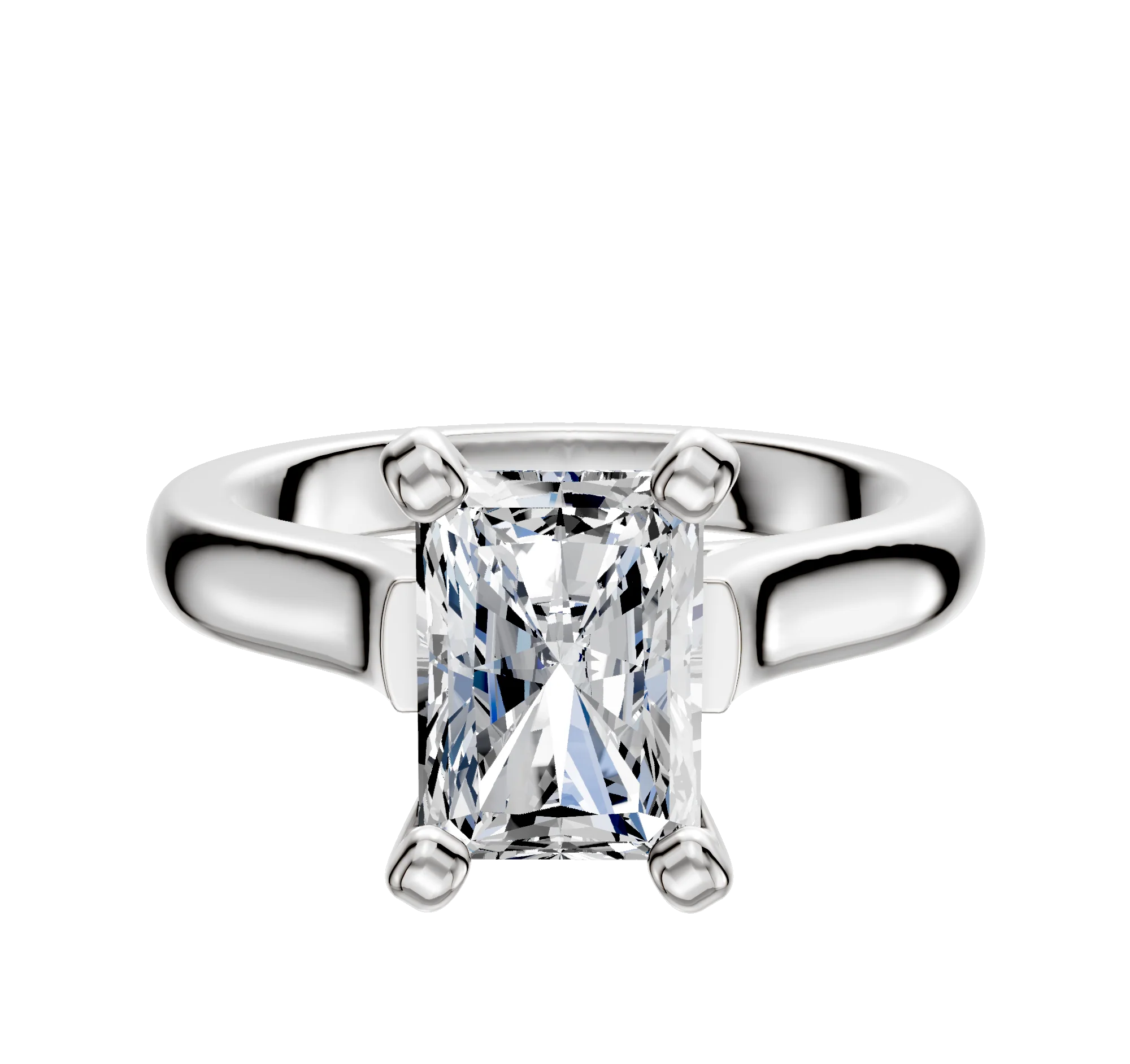 14K White Gold 4 Prong Cathedral Dome 3.0mm Engagement Ring