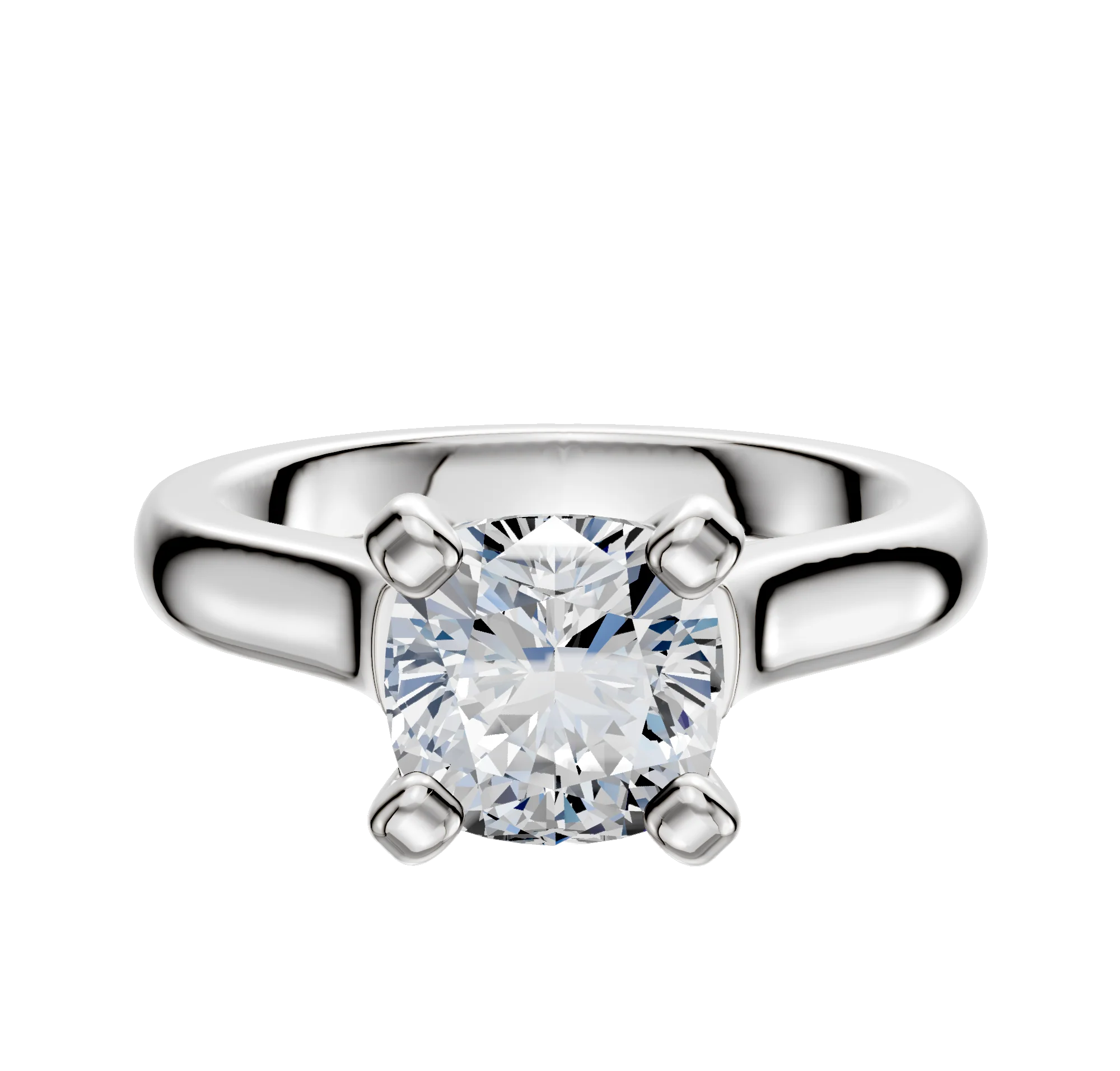 14K White Gold 4 Prong Cathedral Dome 3.0mm Engagement Ring