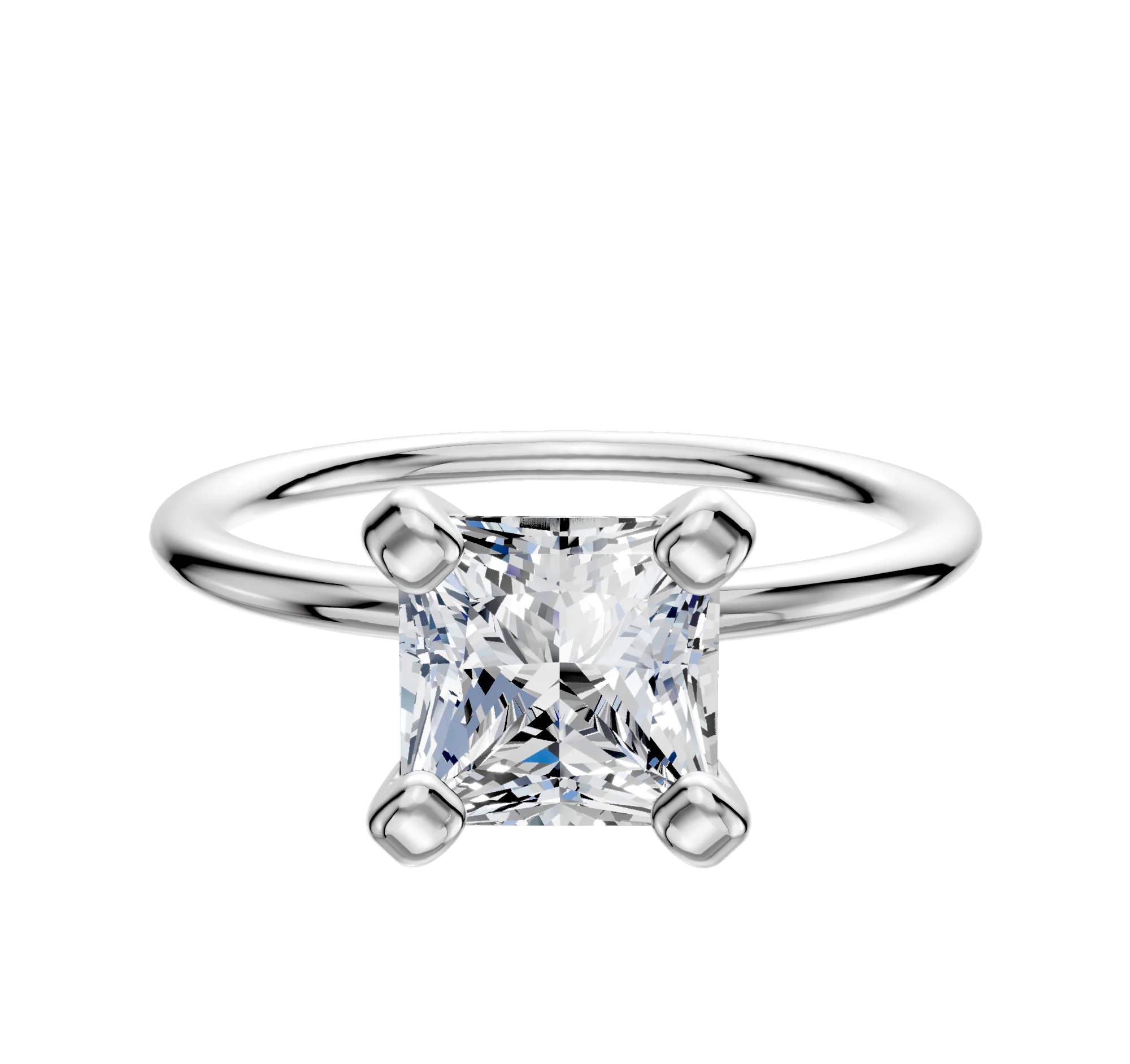 14K White Gold 4 Prong Classic Dome 1.5mm Engagement Ring