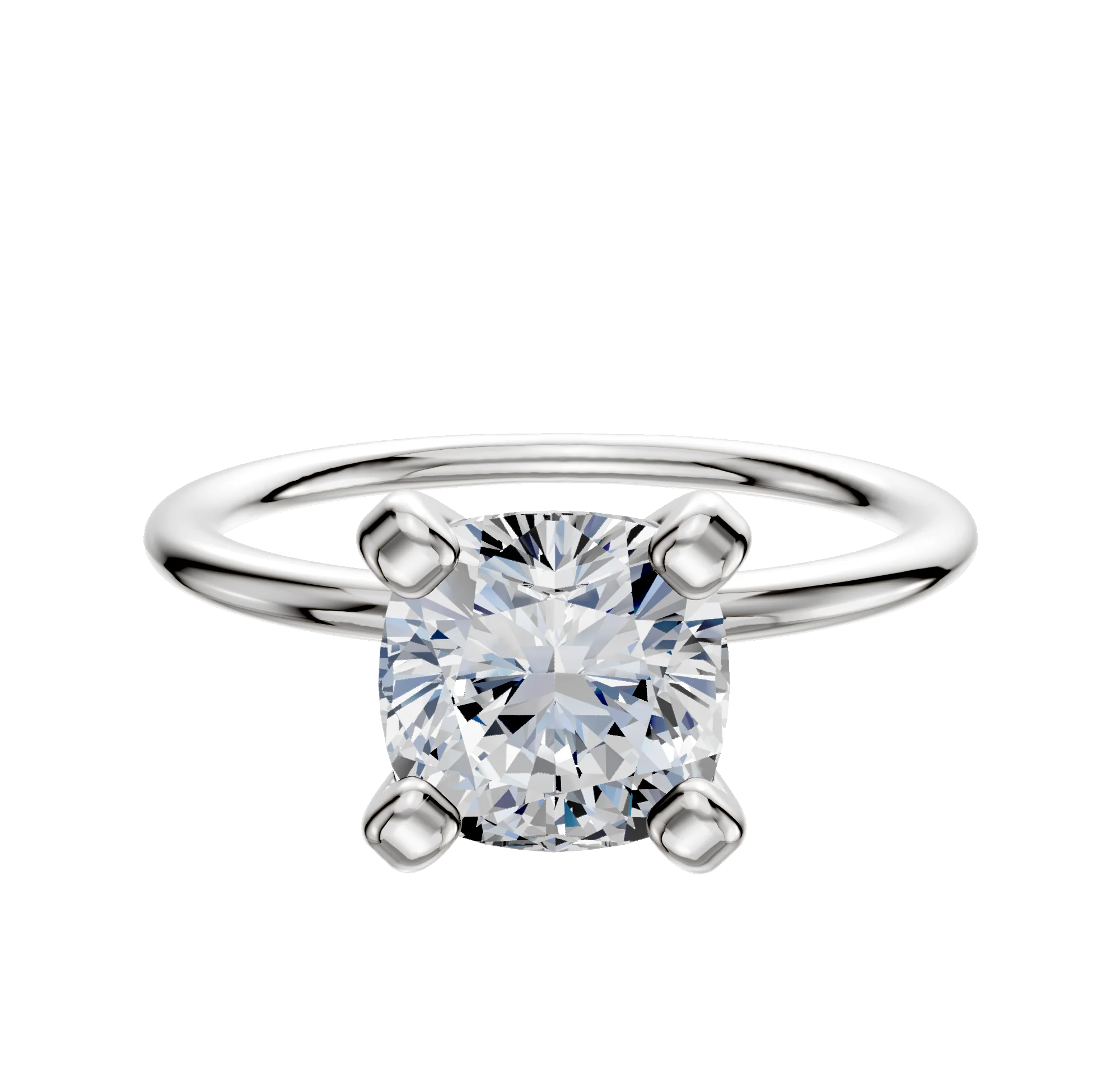 14K White Gold 4 Prong Classic Dome 1.5mm Engagement Ring