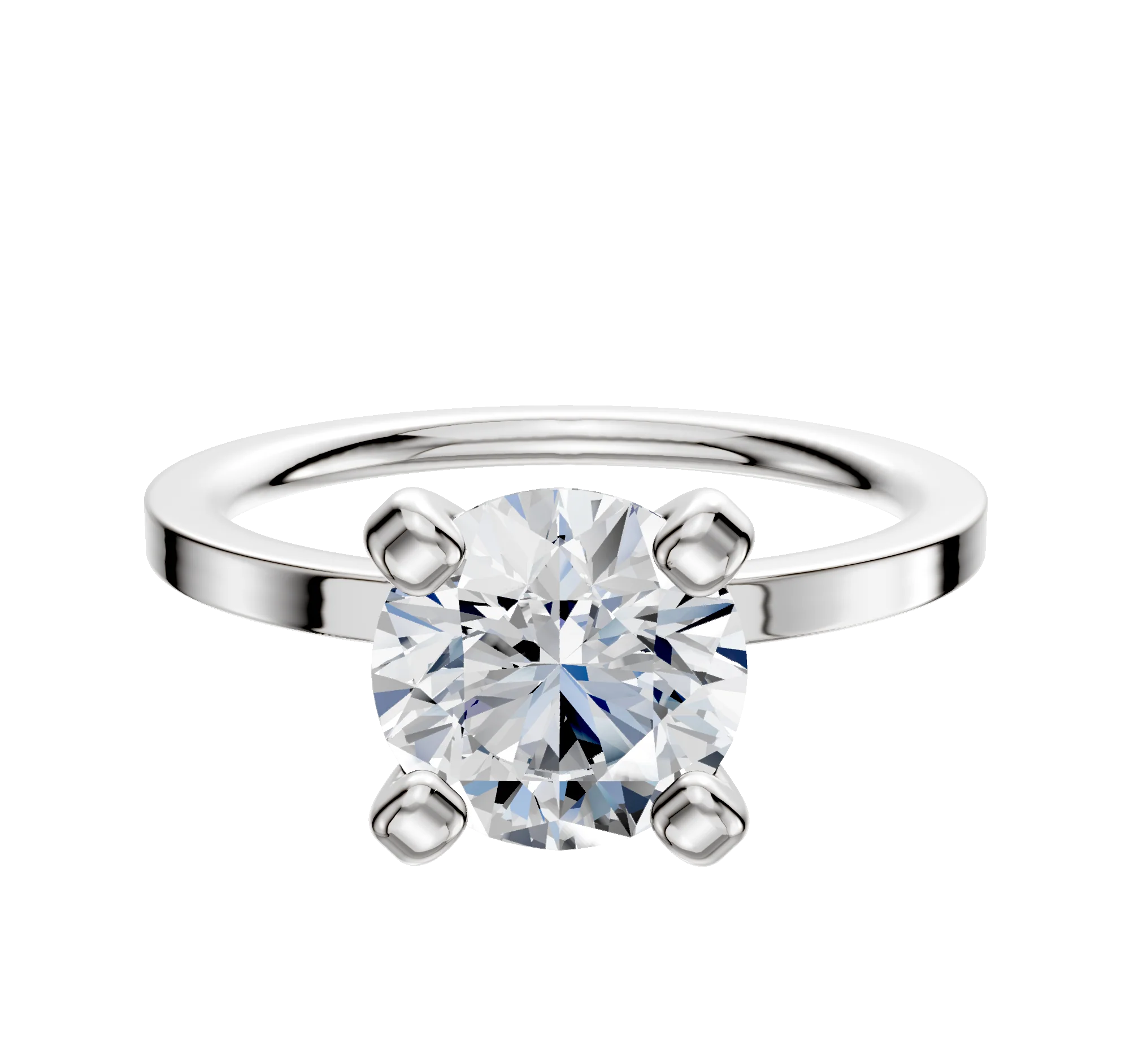 14K White Gold 4 Prong Classic Flat 1.5mm Engagement Ring
