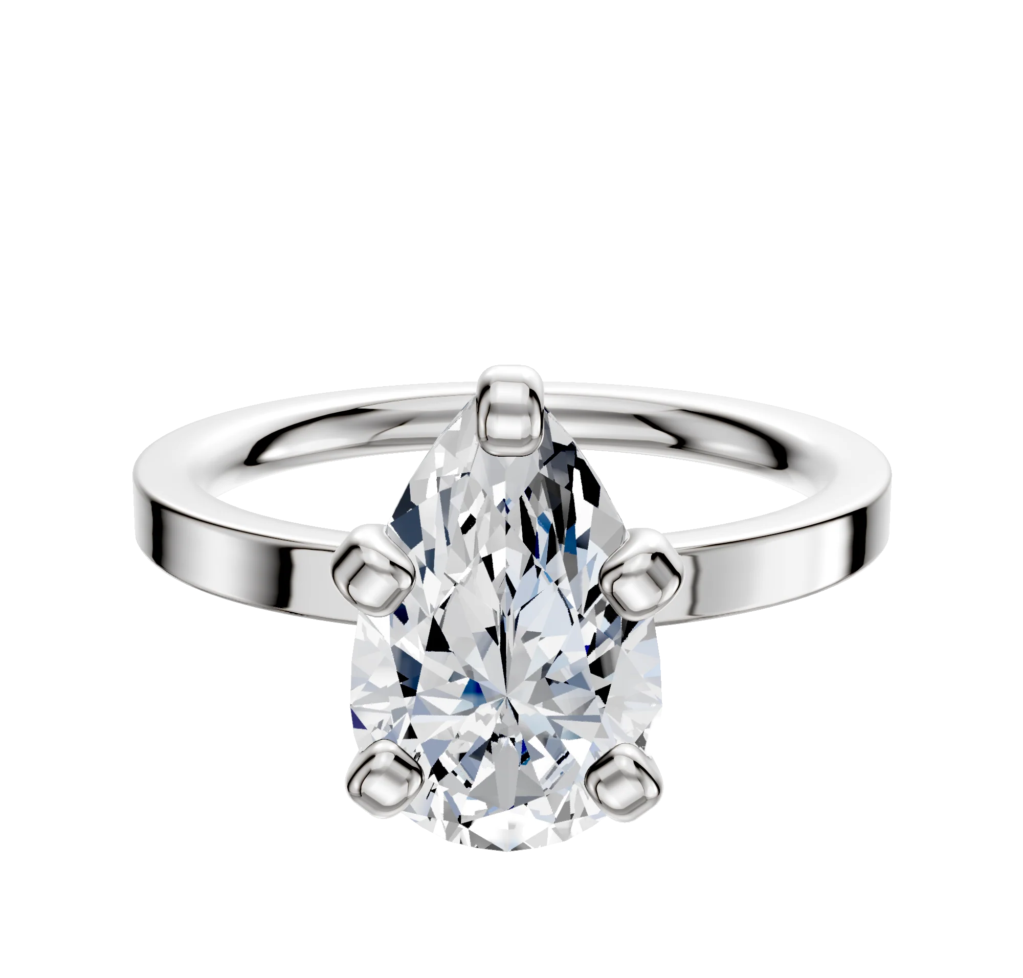 14K White Gold 4 Prong Classic Flat 2.0mm Engagement Ring