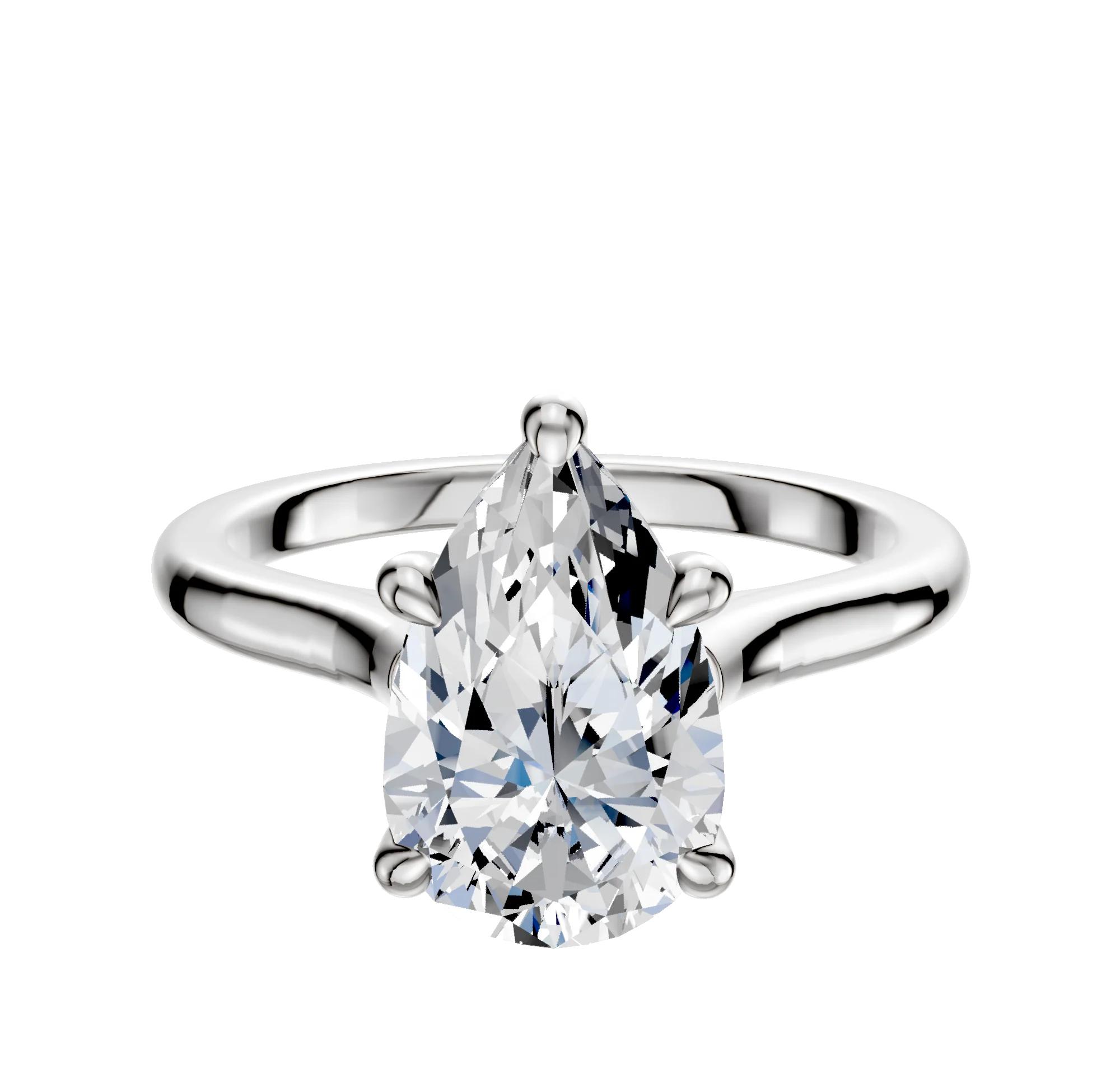 14K White Gold 4 Prong Hidden Halo Cathedral Dome 2.0mm Engagement Ring