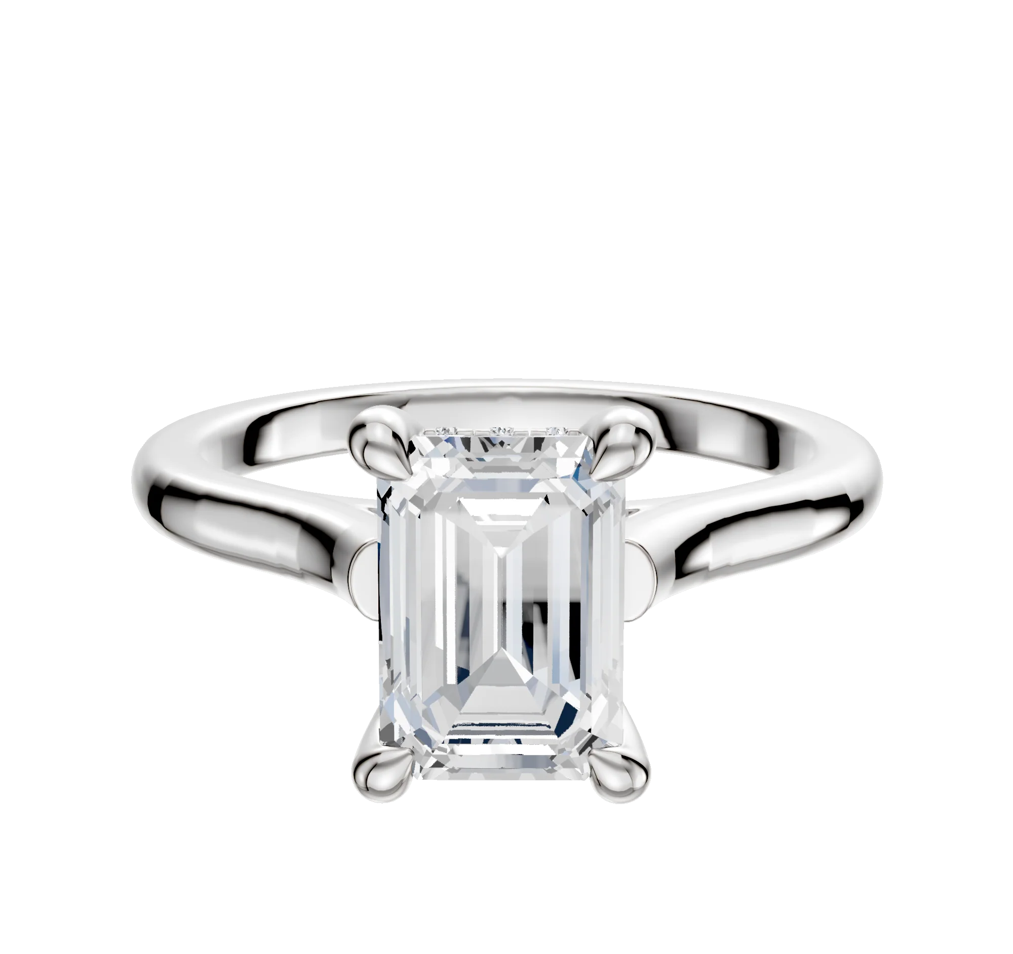 14K White Gold 4 Prong Hidden Halo Cathedral Dome 2.0mm Engagement Ring