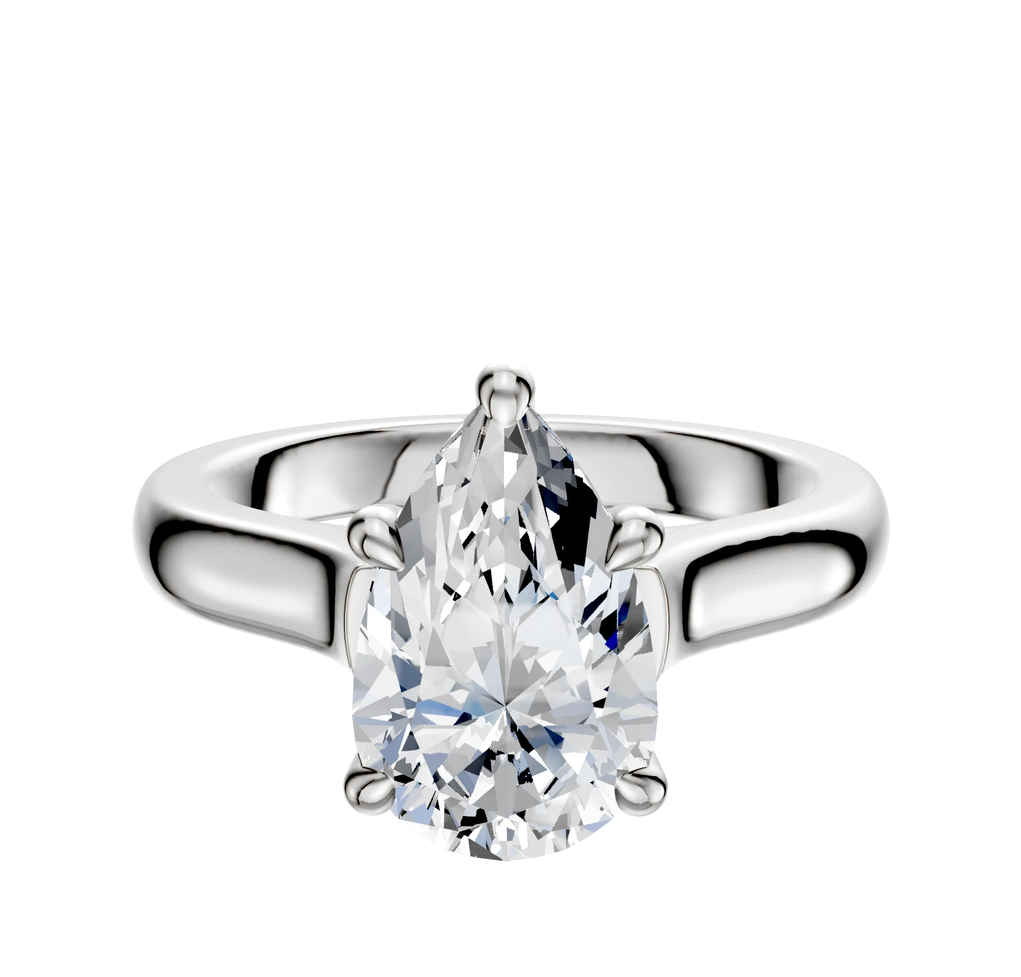 14K White Gold 4 Prong Hidden Halo Cathedral Dome 3.0mm Engagement Ring