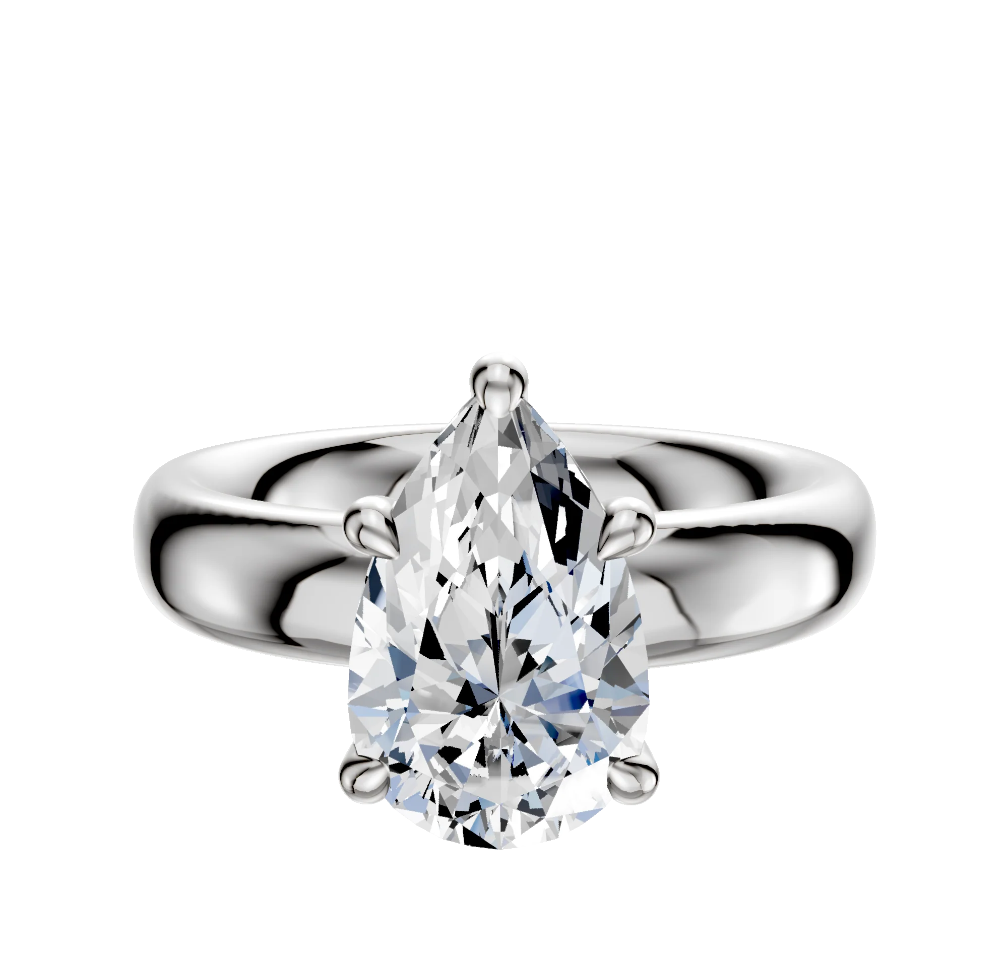 14K White Gold 4 Prong Hidden Halo Classic Dome 4.0mm Engagement Ring