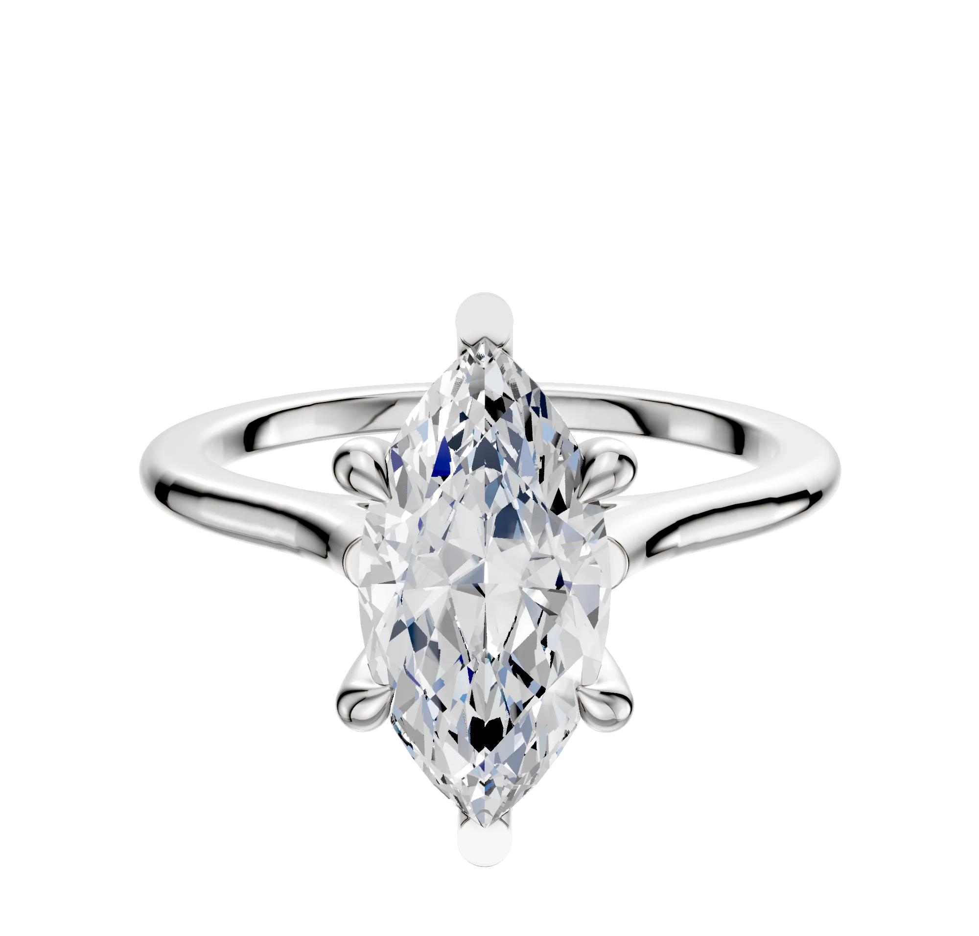 14K White Gold 6 Prong Basket Cathedral Dome 1.5mm Engagement Ring