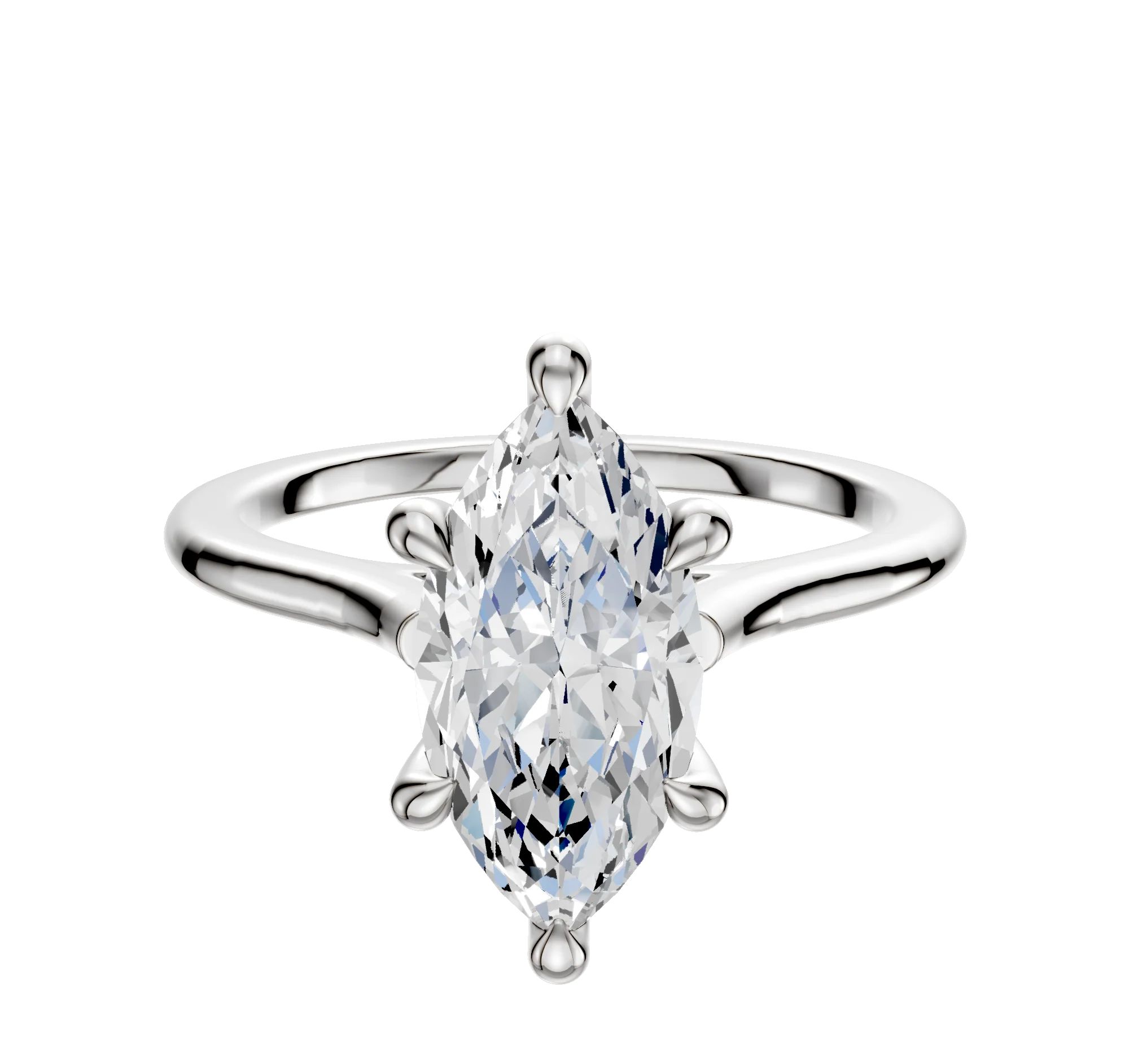 14K White Gold 6 Prong Hidden Halo Cathedral Dome 1.5mm Engagement Ring