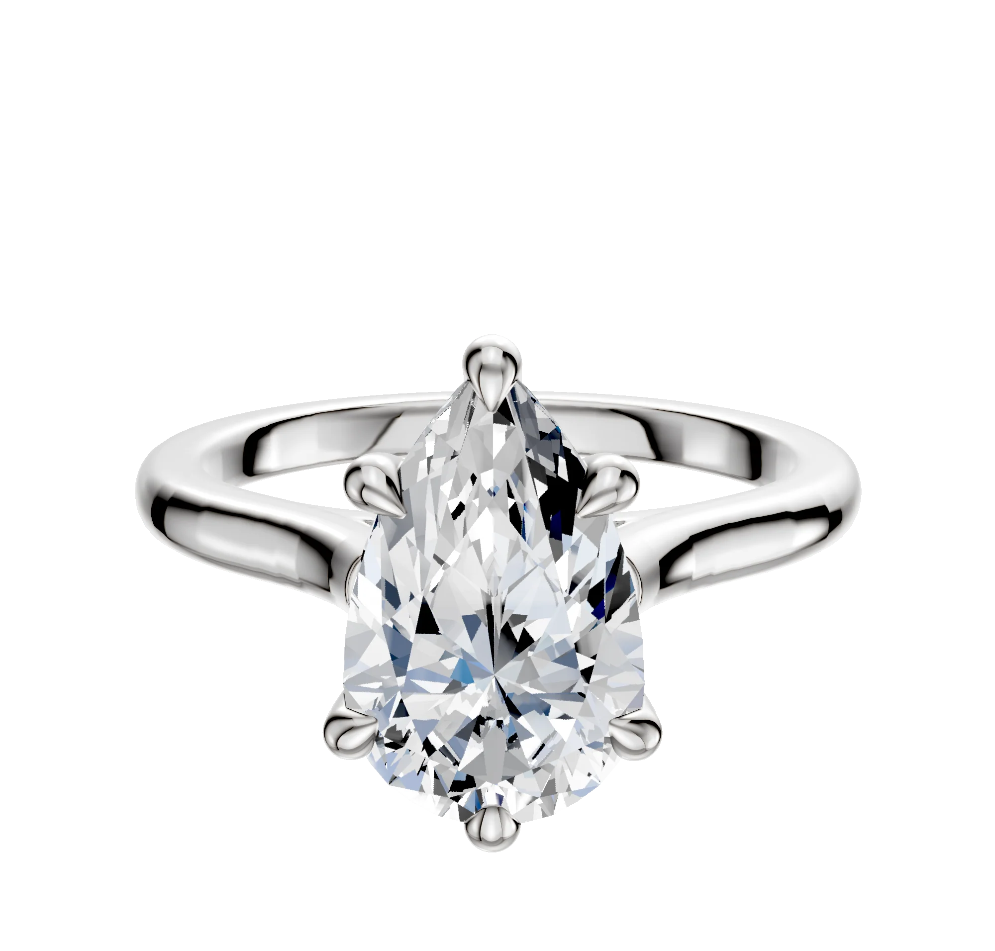 14K White Gold 6 Prong Hidden Halo Cathedral Dome 2.0mm Engagement Ring
