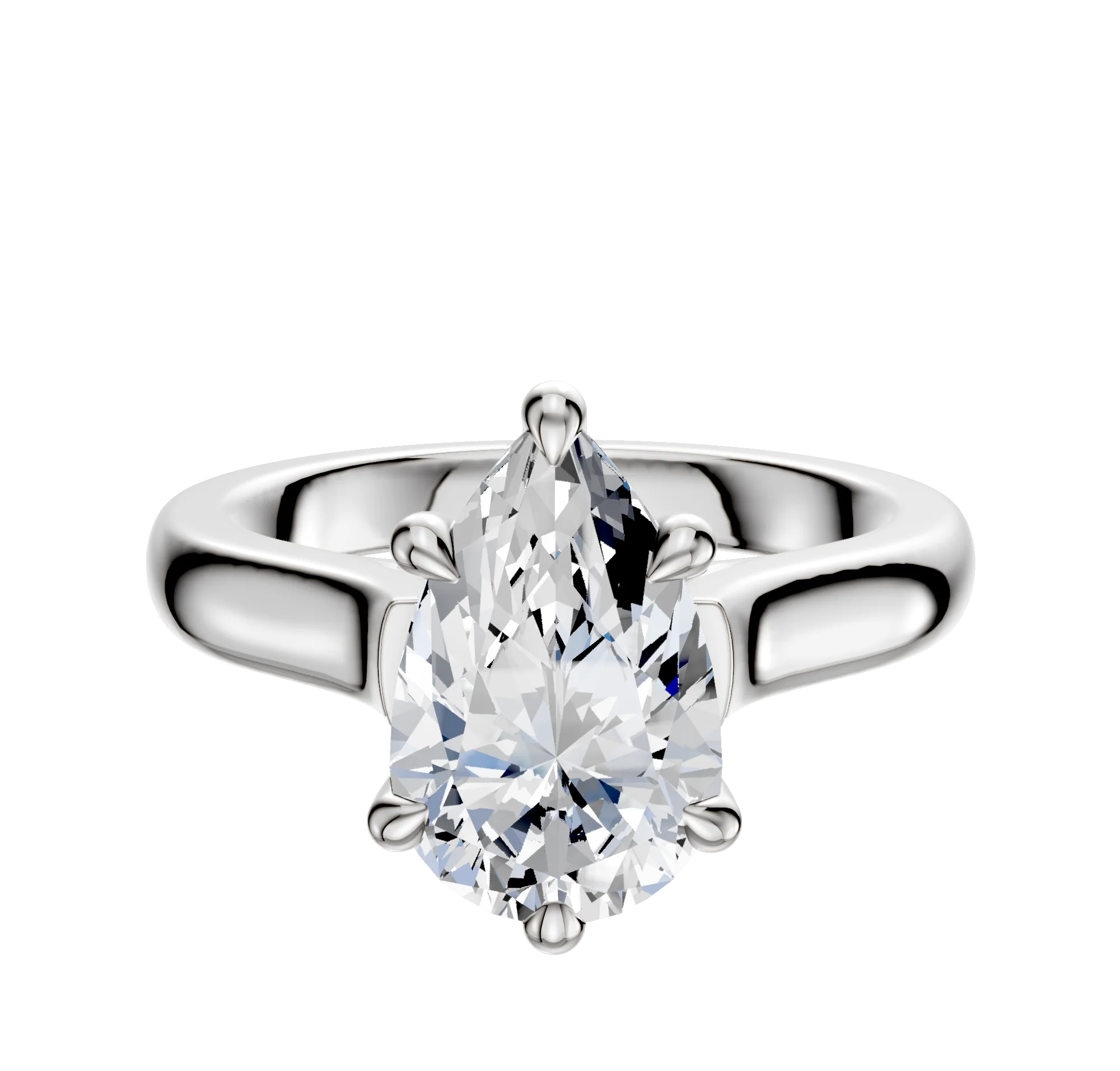 14K White Gold 6 Prong Hidden Halo Cathedral Dome 3.0mm Engagement Ring