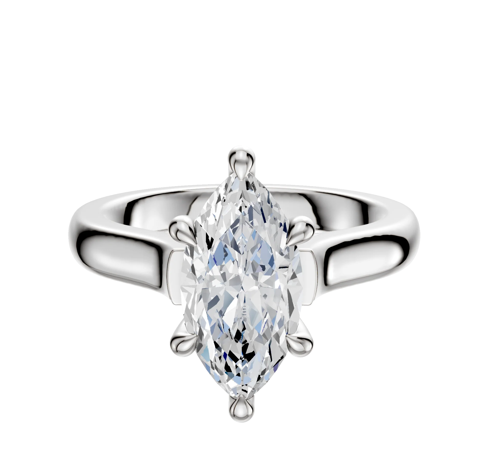 14K White Gold 6 Prong Hidden Halo Cathedral Dome 3.0mm Engagement Ring