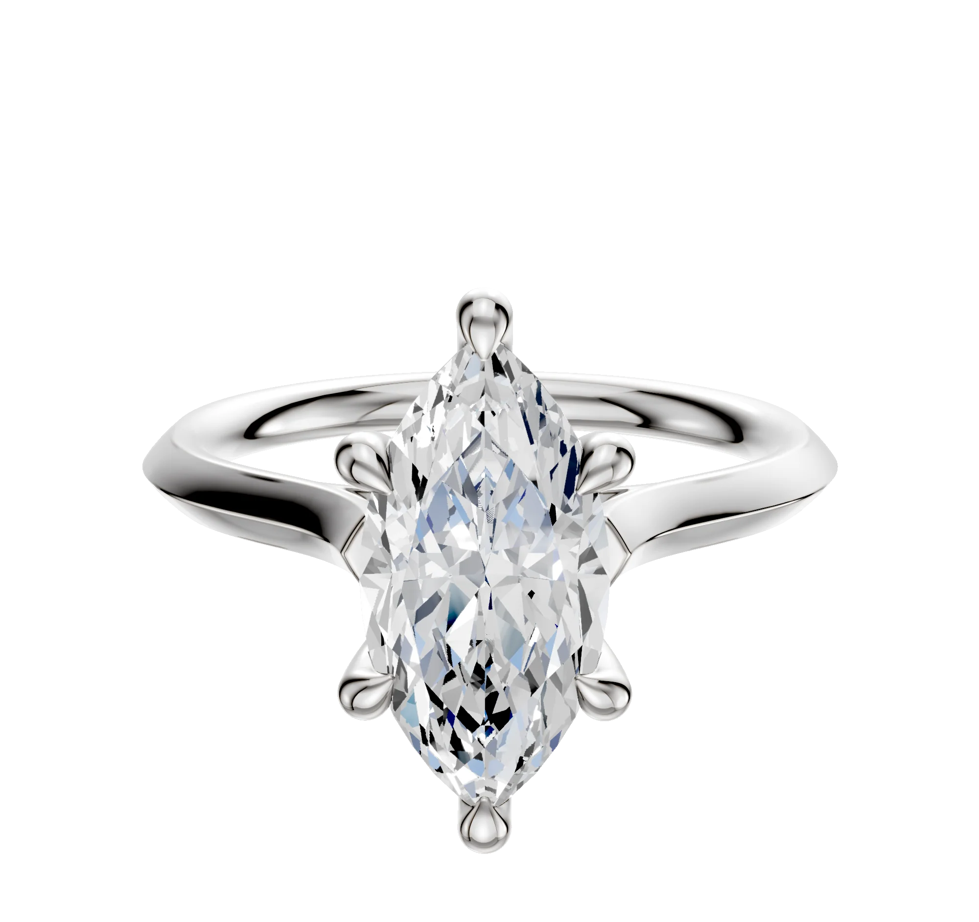 14K White Gold 6 Prong Hidden Halo Cathedral Knife Edge 2.0mm Engagement Ring