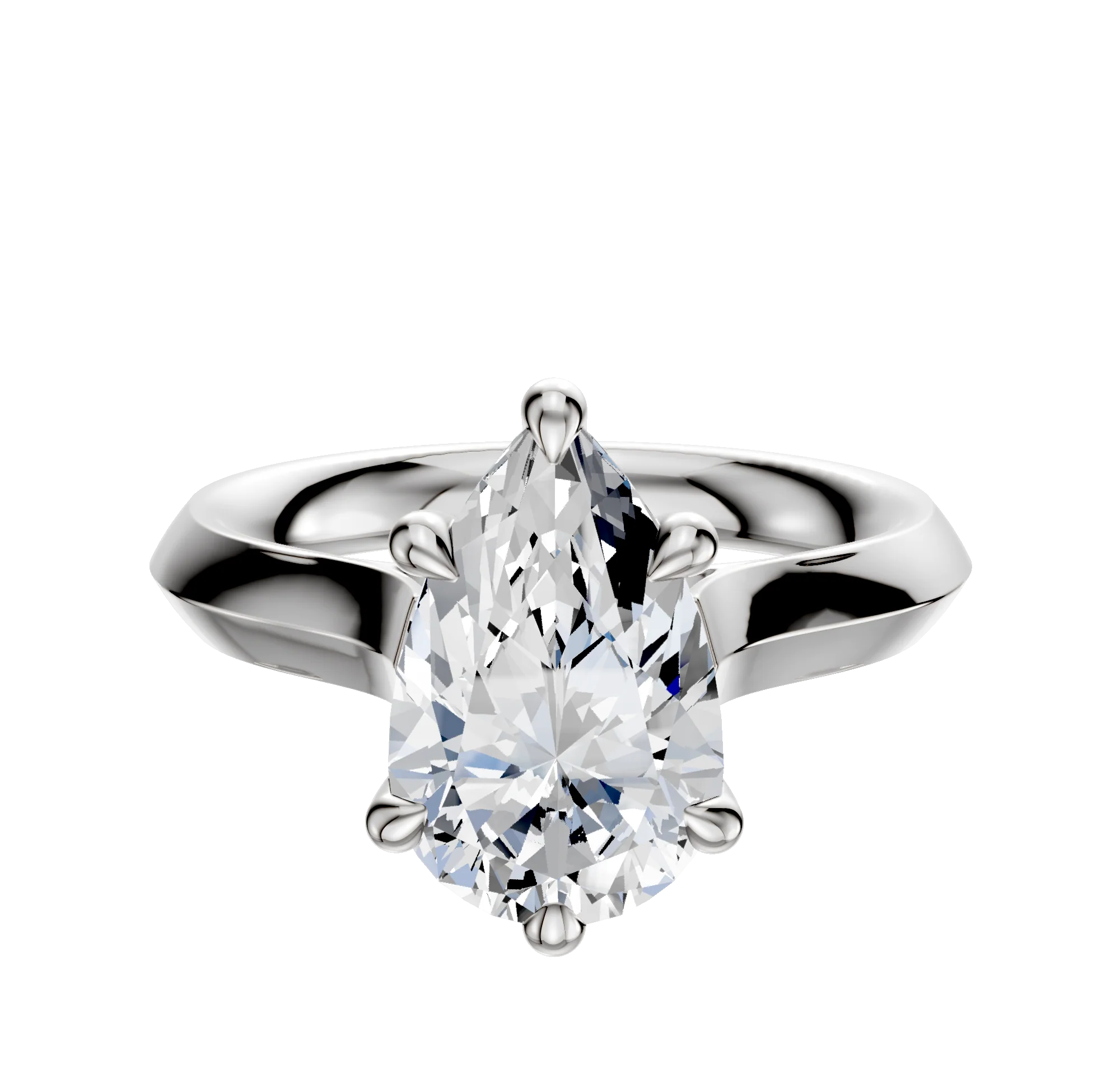 14K White Gold 6 Prong Hidden Halo Cathedral Knife Edge 3.0mm Engagement Ring