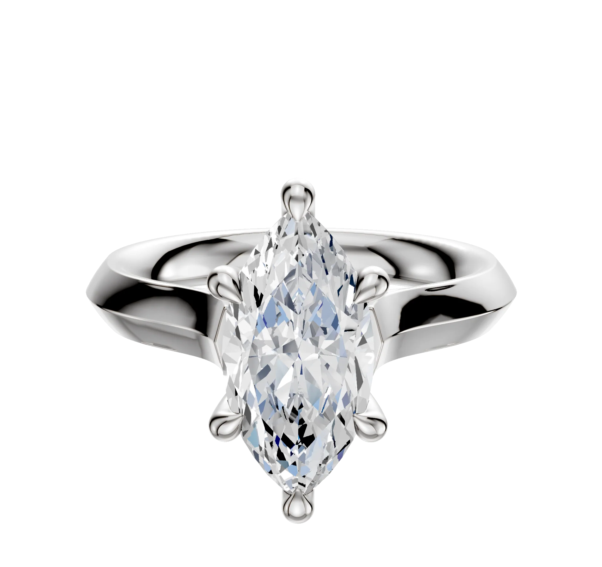 14K White Gold 6 Prong Hidden Halo Cathedral Knife Edge 3.0mm Engagement Ring