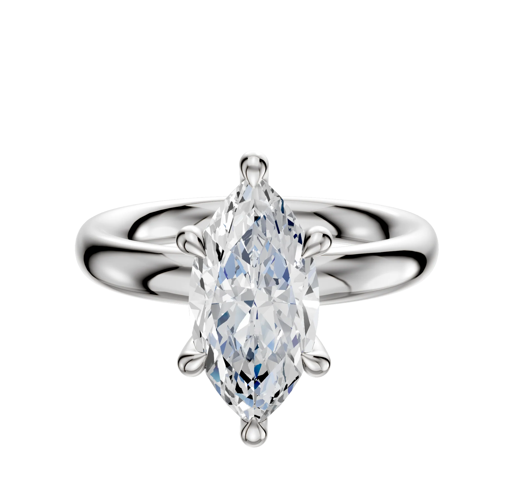 14K White Gold 6 Prong Hidden Halo Classic Dome 3.0mm Engagement Ring