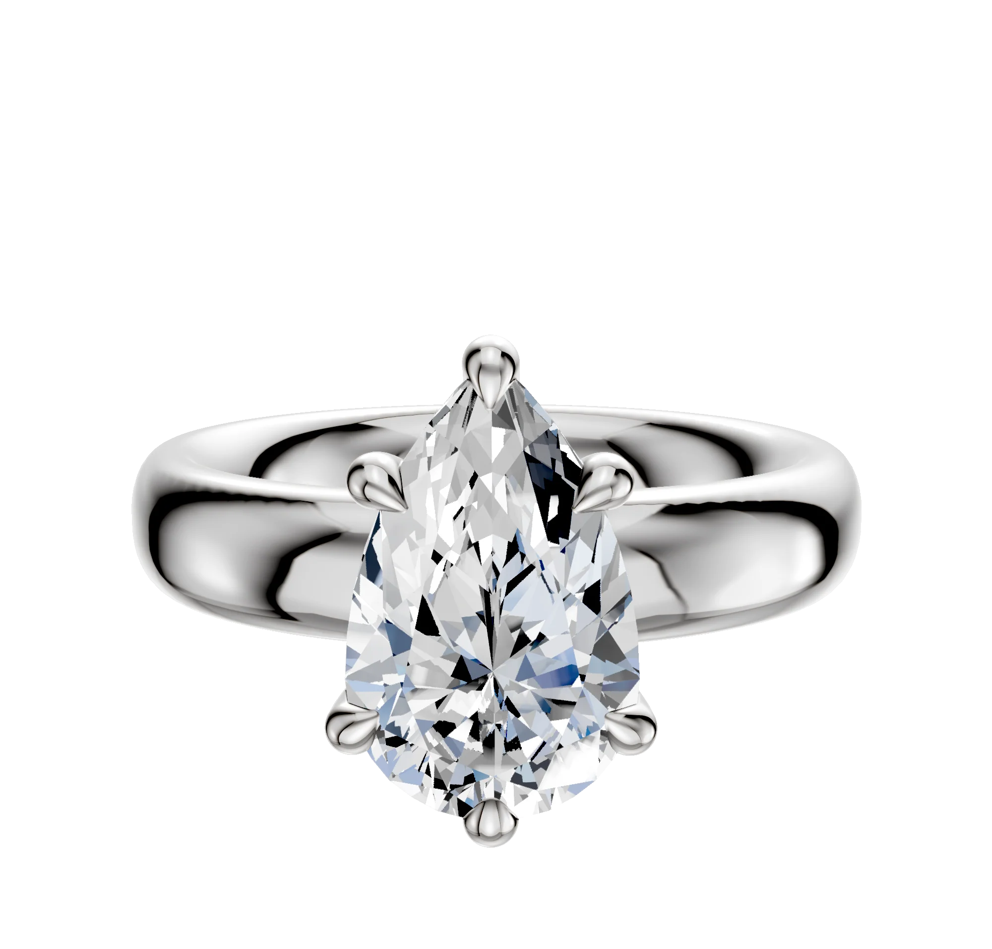 14K White Gold 6 Prong Hidden Halo Classic Dome 4.0mm Engagement Ring