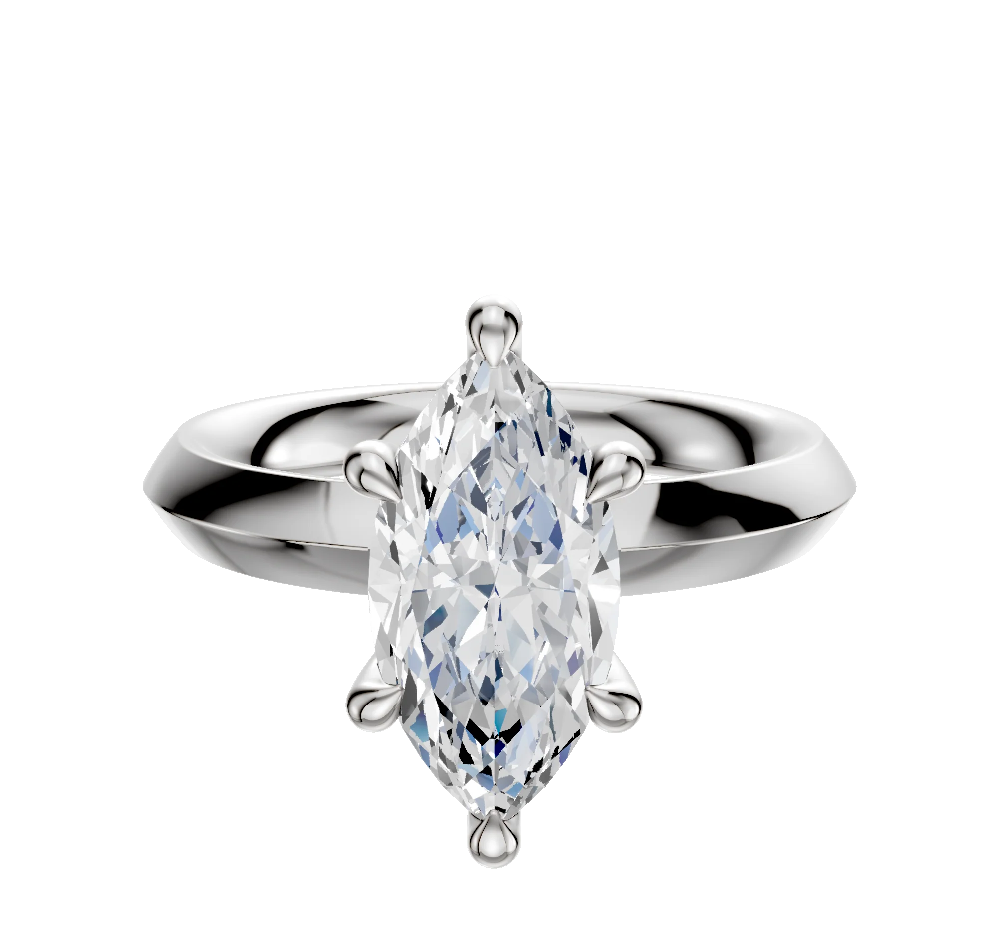 14K White Gold 6 Prong Hidden Halo Classic Knife Edge 3.0mm Engagement Ring