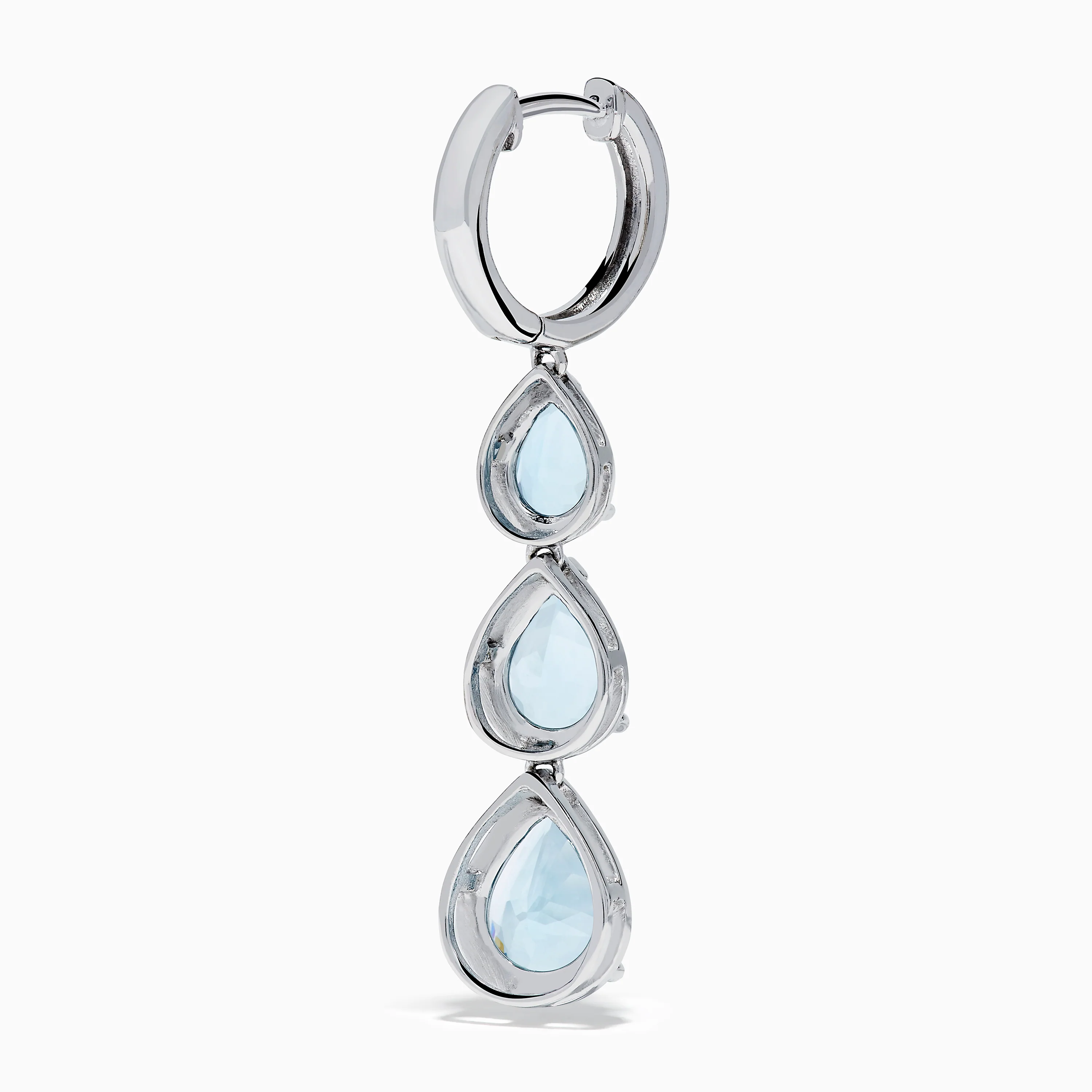 14K White Gold Aquamarine and Diamond Pear Shaped Linear Drop Earrings - Image 4