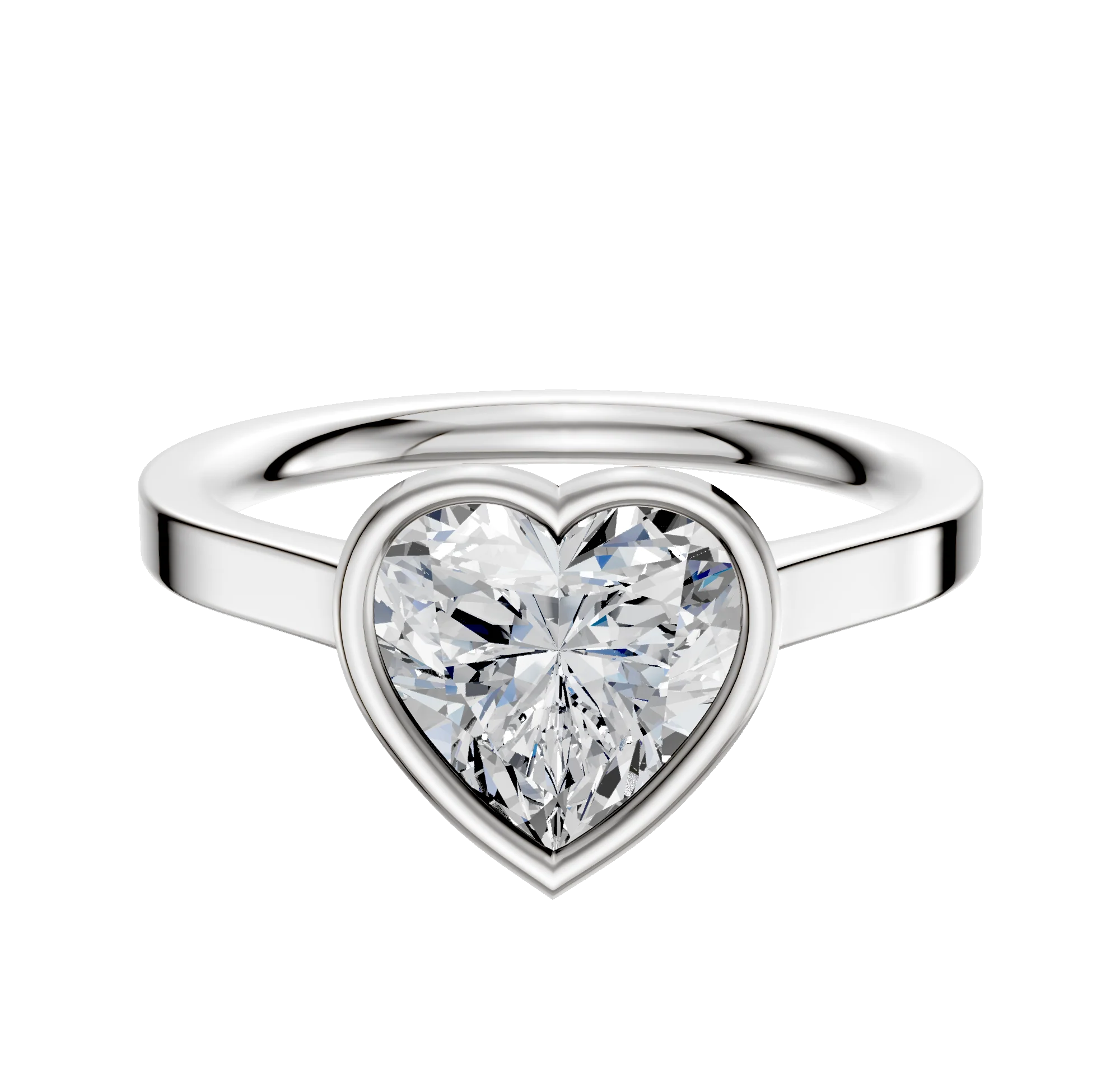 14K White Gold Bezel Full Bezel East/West Cathedral Flat 2.0mm Engagement Ring