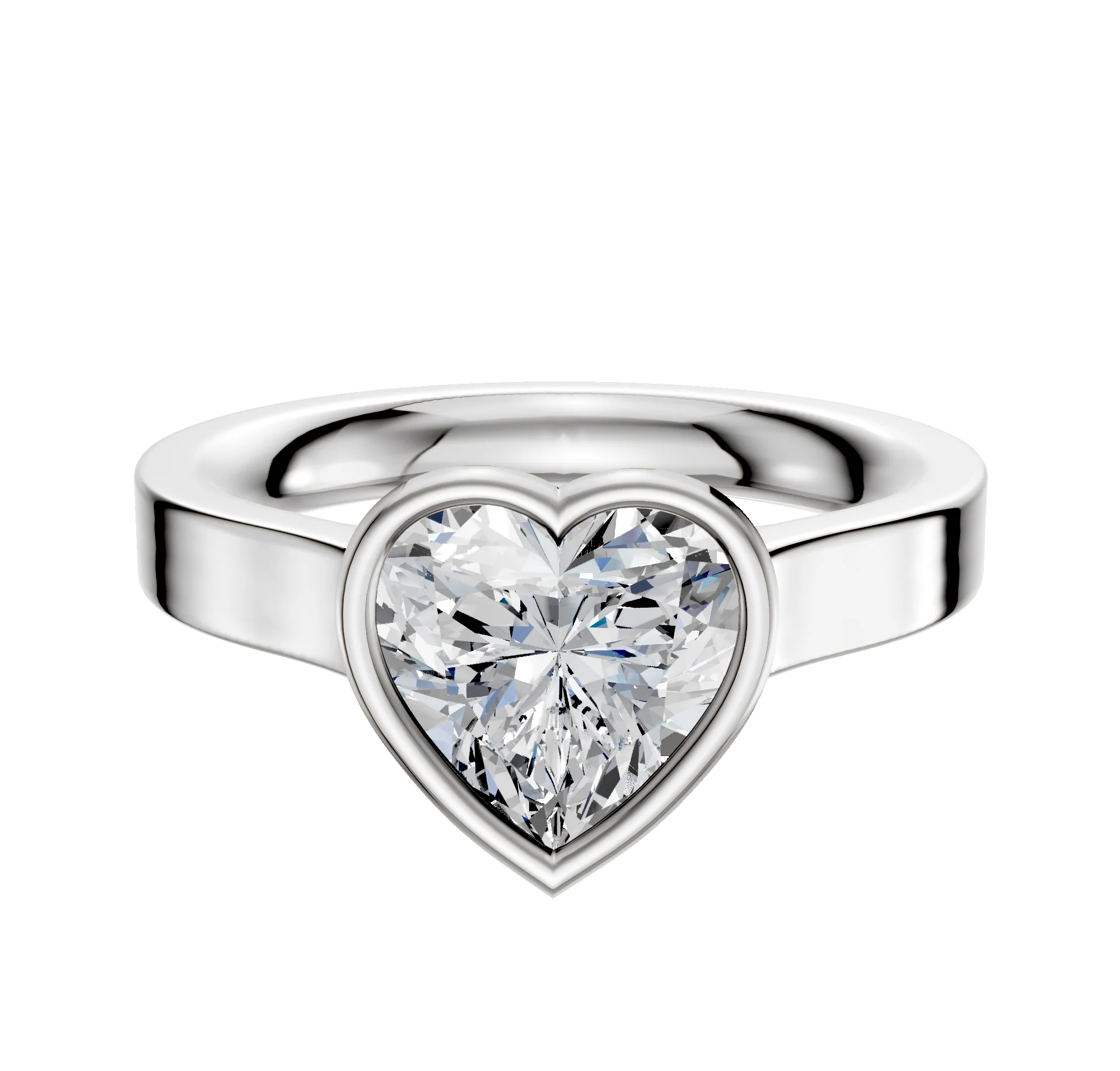 14K White Gold Bezel Full Bezel East/West Cathedral Flat 3.0mm Engagement Ring