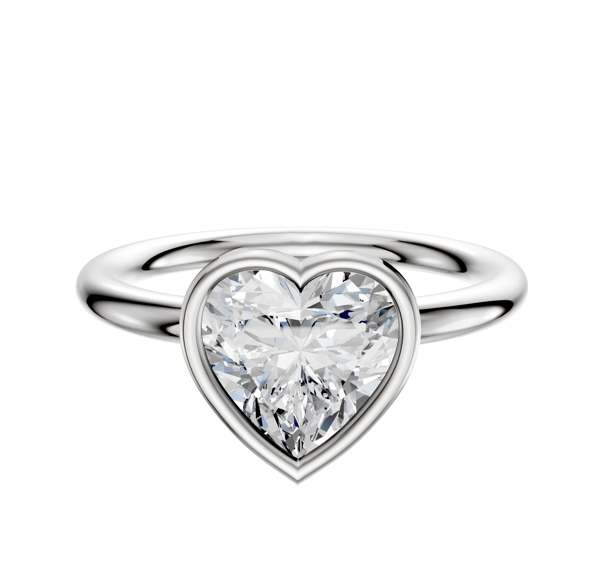 14K White Gold Bezel Full Bezel East/West Classic Dome 2.0mm Engagement Ring