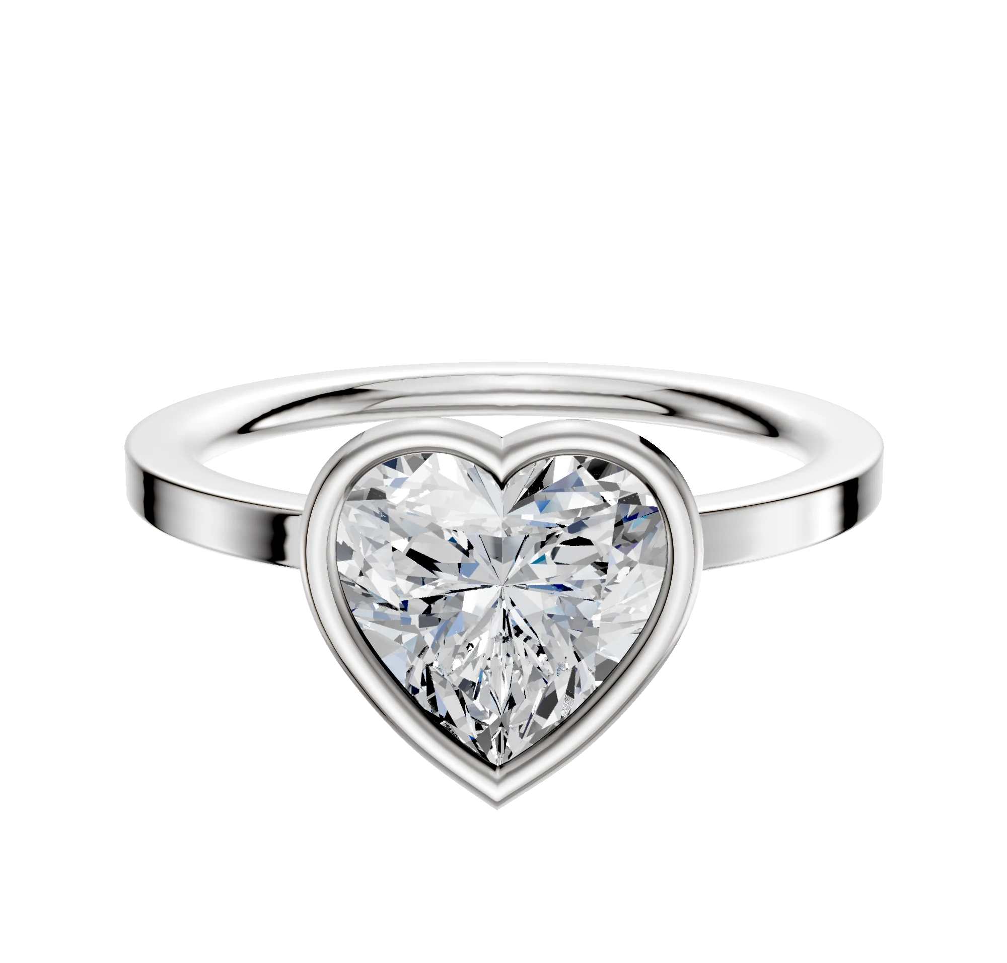 14K White Gold Bezel Full Bezel East/West Classic Flat 1.5mm Engagement Ring