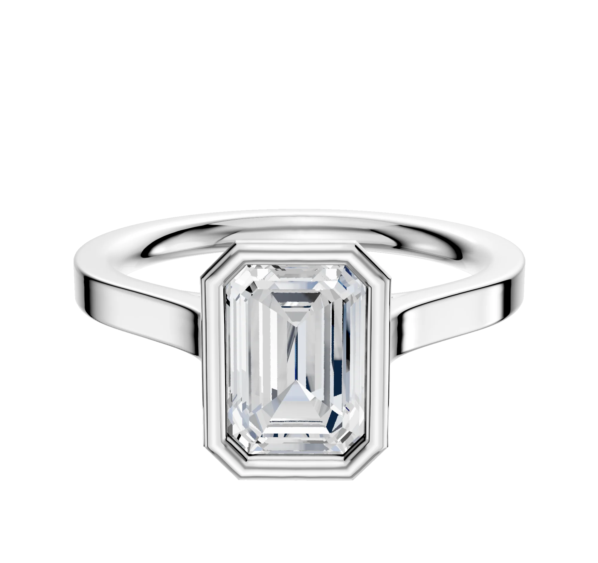 14K White Gold Bezel Full Bezel North/South Cathedral Flat 2.0mm Engagement Ring